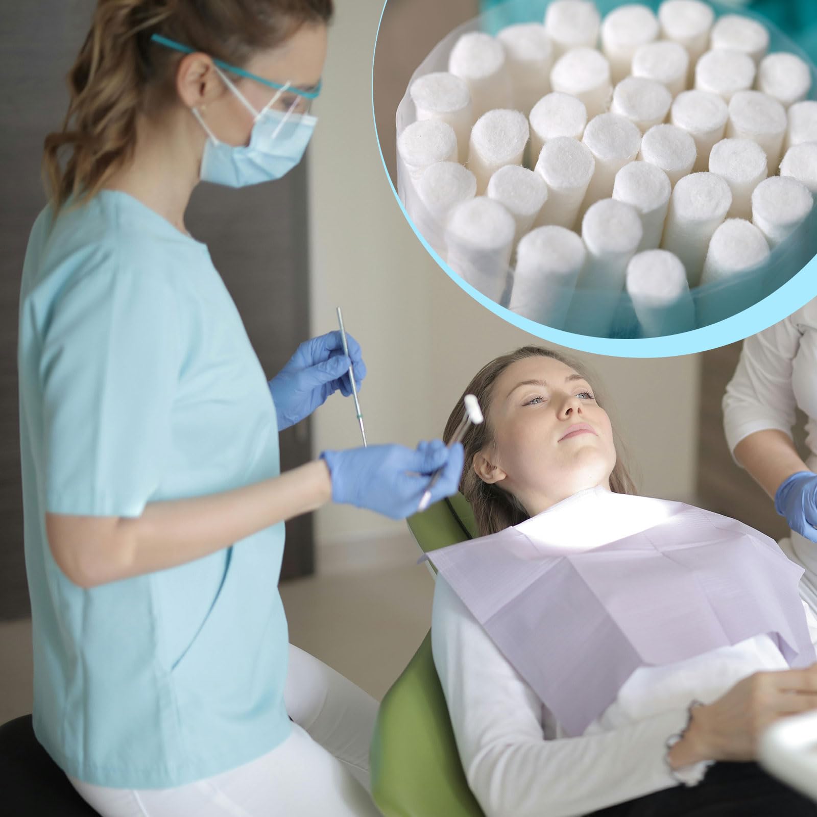 FUIPVGI 250 Stück Zahnärztliche Wattebäusche Dental Cotton Rolls Dental Gaze Rollt Zahngaze Hochsaugfähige Wattebausch Wattepads für Zahnärzte Nasenstöpsel für Blutige Nase Zähne Mund (Weiß)
