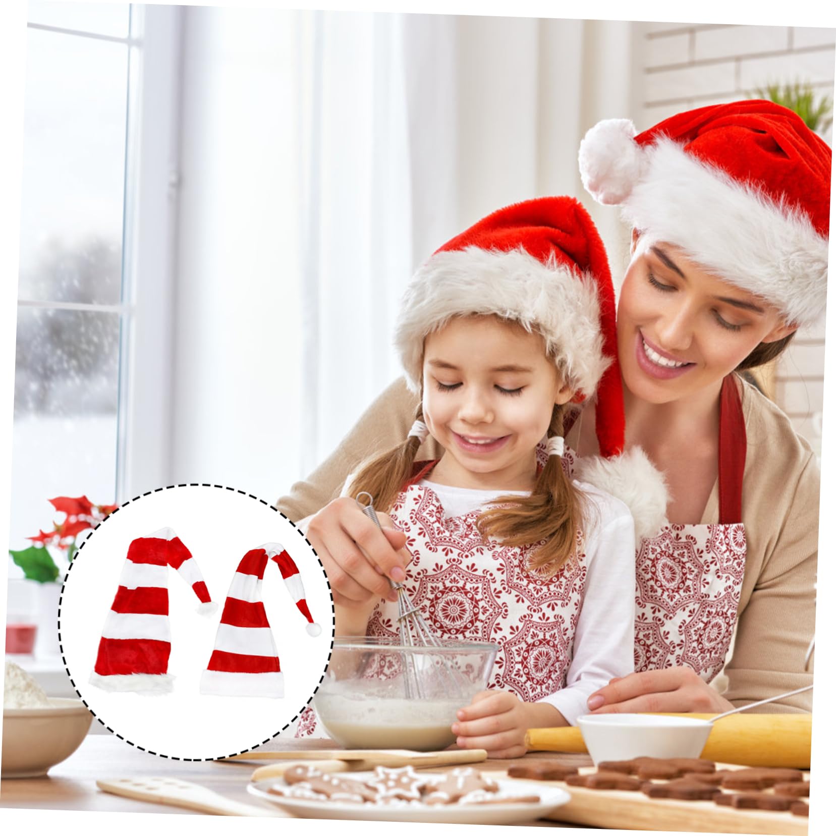4piezas Sombreros Navideños De Gorro De Papá Noel Para Adultos y Accesorios De Desempeño