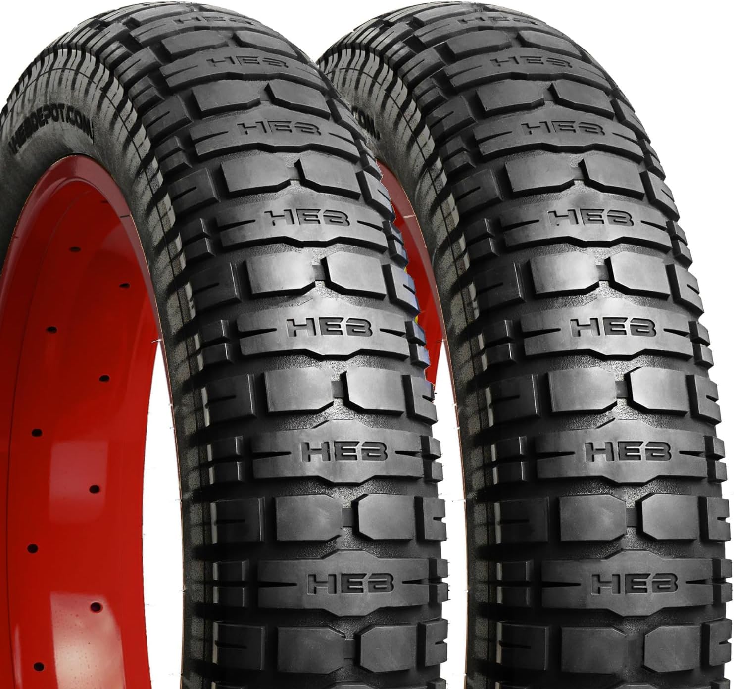 HEB Viperess 20x4.0 Fat Tire for Electric Bike - Puncture Resistant, Heavy Duty 20x4 Fat EBike Tire 3,000-5,000 Mile Range - All Terrain for Snow, Gravel, Street & Trail (Qty 2)