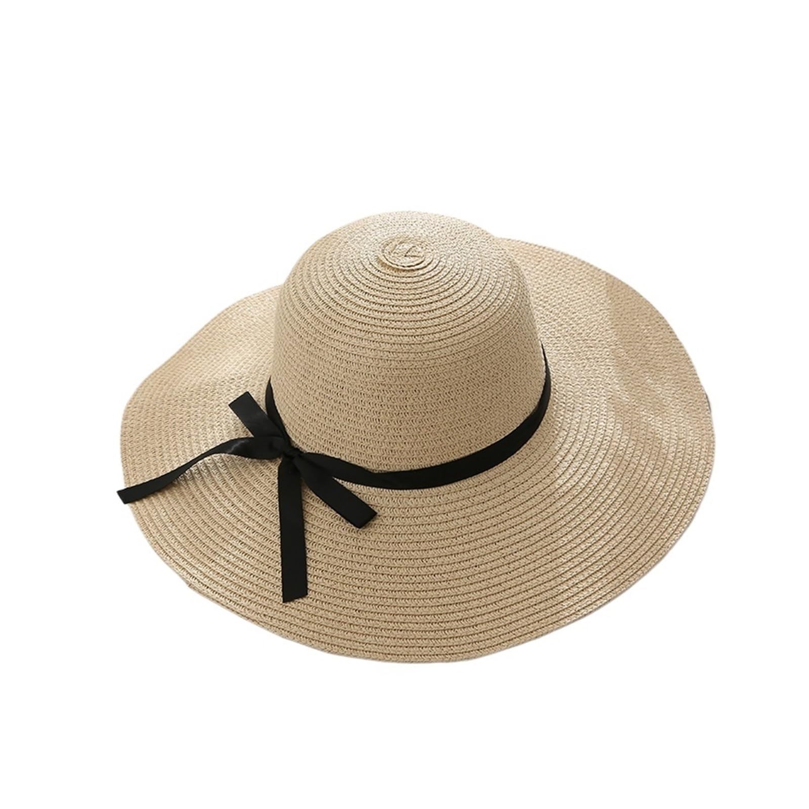 1 Uds. Sombrero de paja ala ancha verano diseño lazo plegable Sol playa for mujer accesorio vacaciones hecho a mano