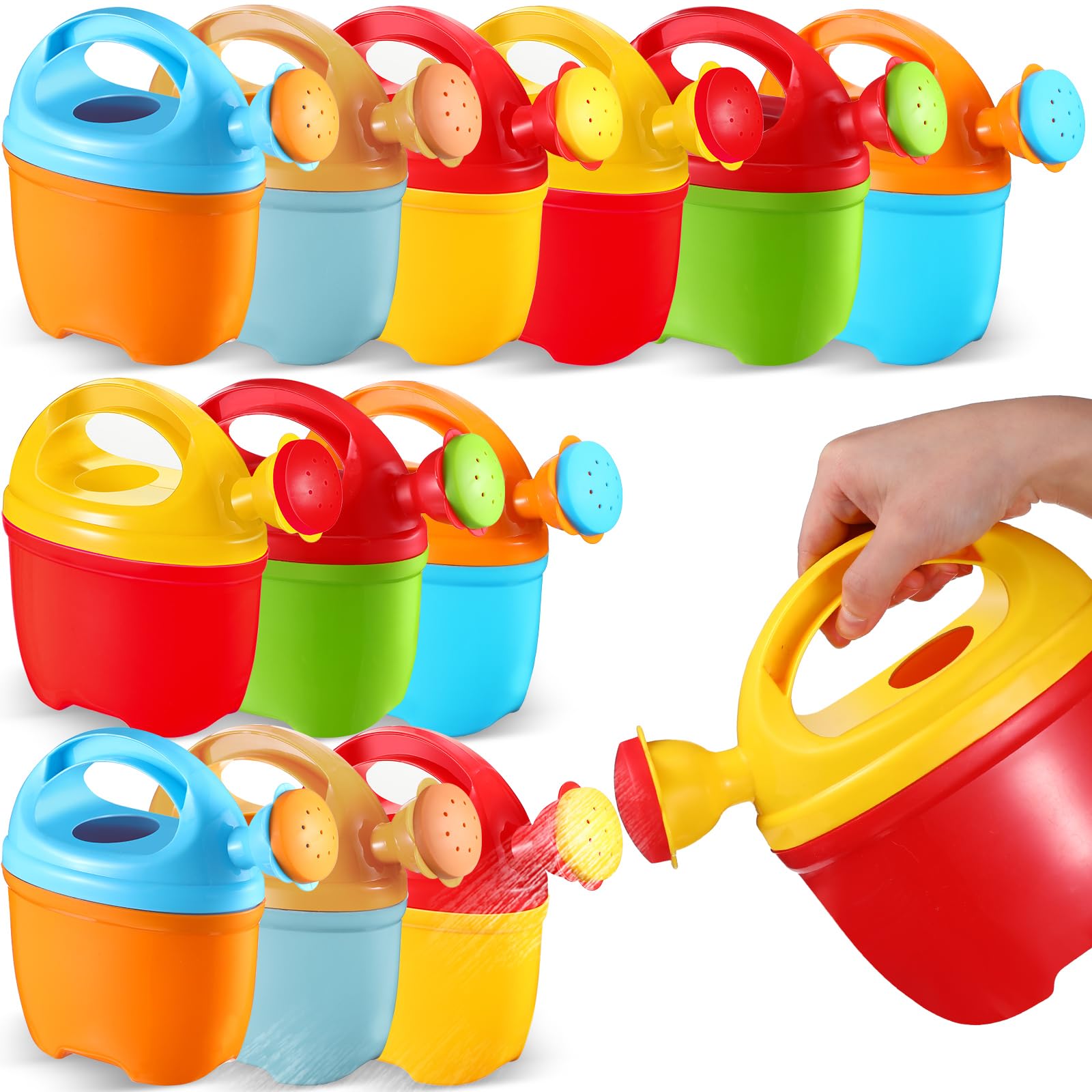 Paquete de 12 regaderas de plástico para niños, equipo de jardín, cubo de riego de juguetes para niñas y niños, regadera de plantas, juguetes de jardín, jardinería, herramientas de playa (6