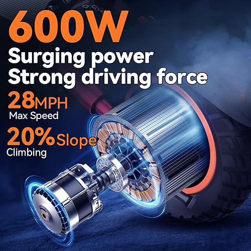 Miniatura 3 de Patinete eléctrico para adultos, scooter eléctrico de 10 pulgadas con asiento, scooter de desplazamiento E de 600 W, velocidad máxima de 28 Mph y