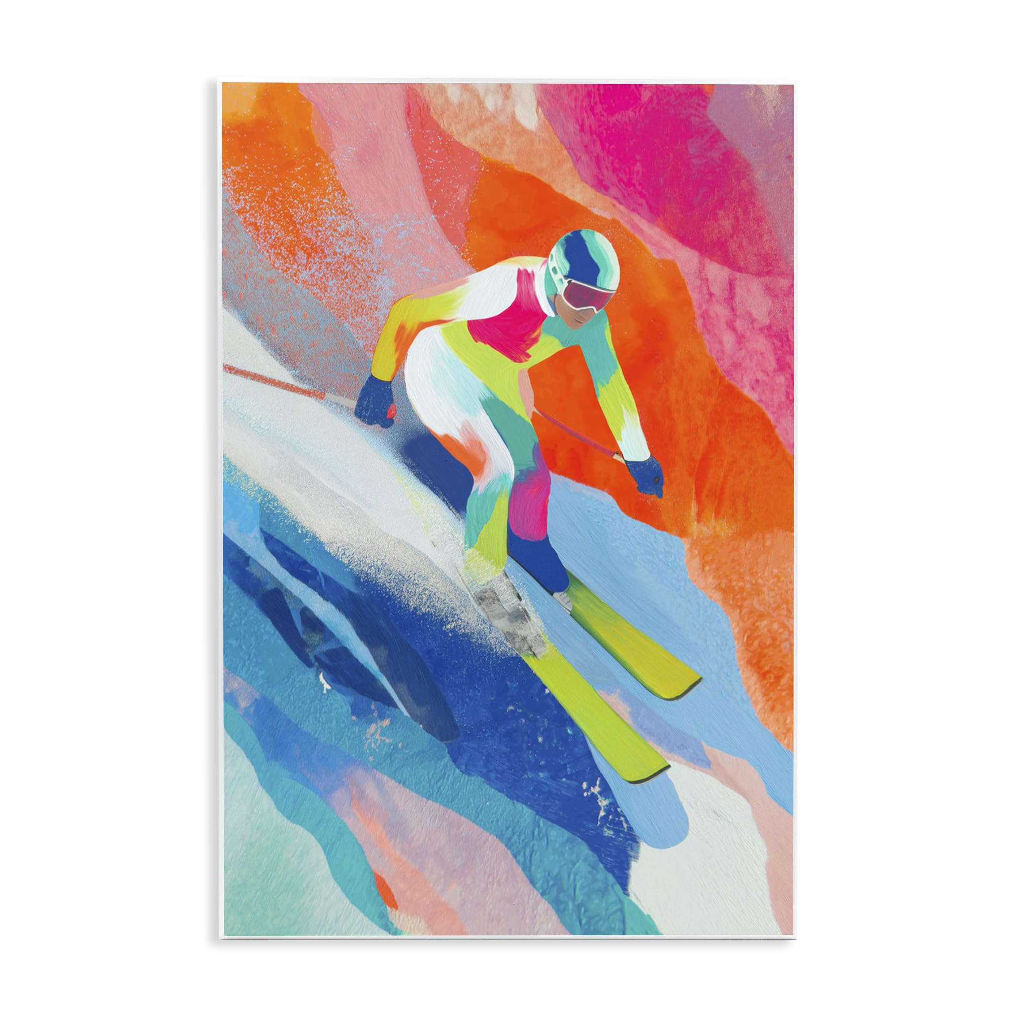 Placa de pared con diseño abstracto de pistas de esquí de neón, 25,4 x 38,1