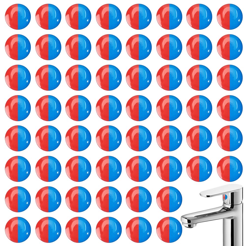 NBEADS 60 pz Adesivi per Acqua Calda e Fredda, Etichette Autoadesive per Acqua Calda e Fredda in PVC per Rubinetti, per Bagno e Cucina, 10mm di Diametro