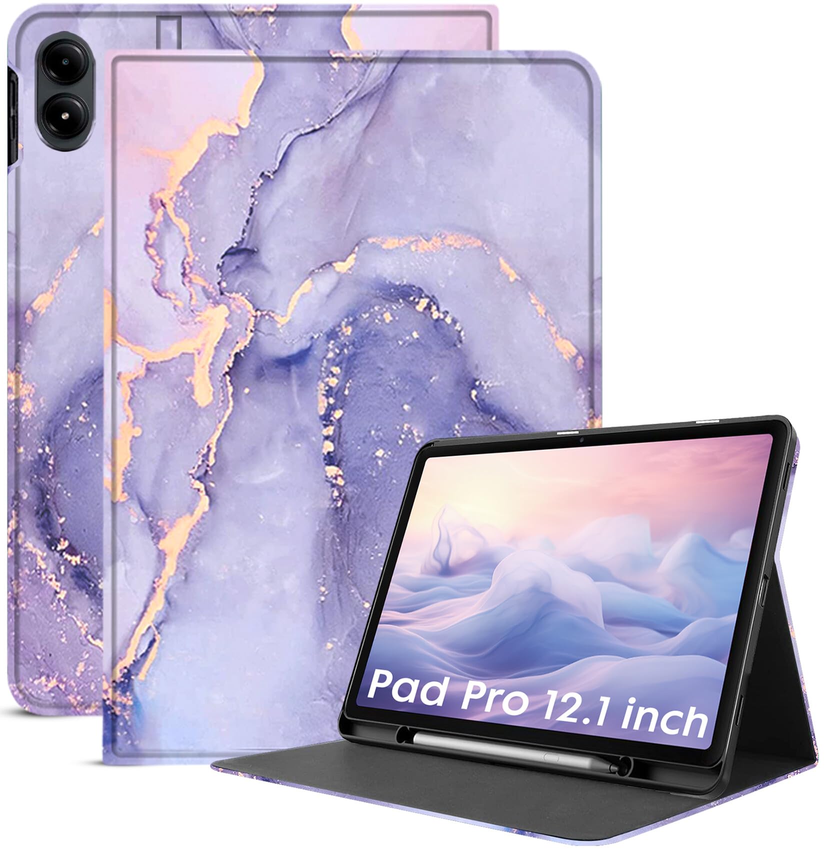 Robustrion Cover for Redmi Pad Pro 12.1 Cover Case, Folio Flip Cover with Pencil Holder for Redmi Pad Pro 5G Tablet 12.1 inch [ Auto Sleep Wake Support] - Marble Lilac (B0D6W5WX8P) Amazon Price History, Amazon Price Tracker