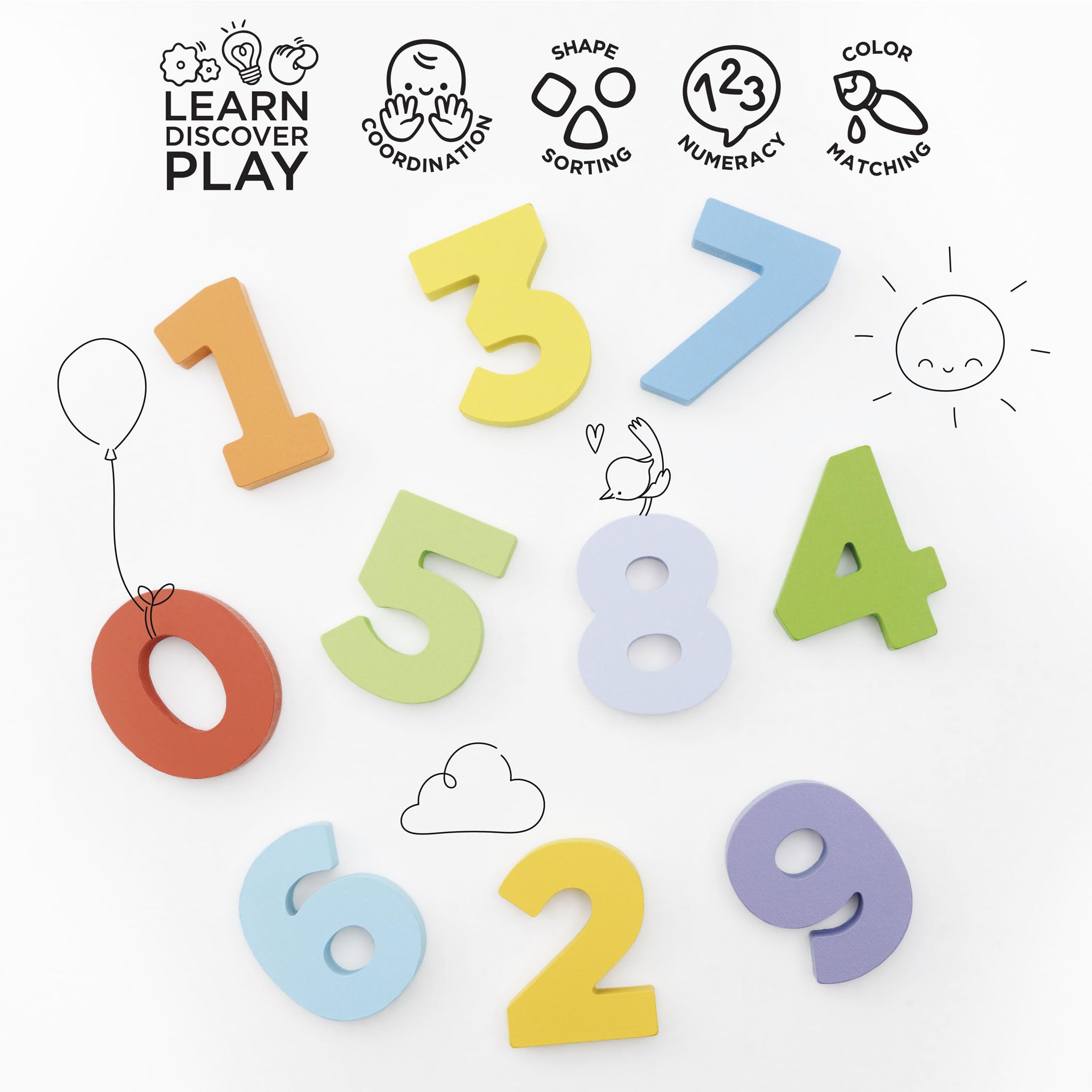 Le Toy Van Petilou Zahlen-Lernspiel aus Holz 123 3D-Zahlenrätsel Montessori 18 Monate FSC