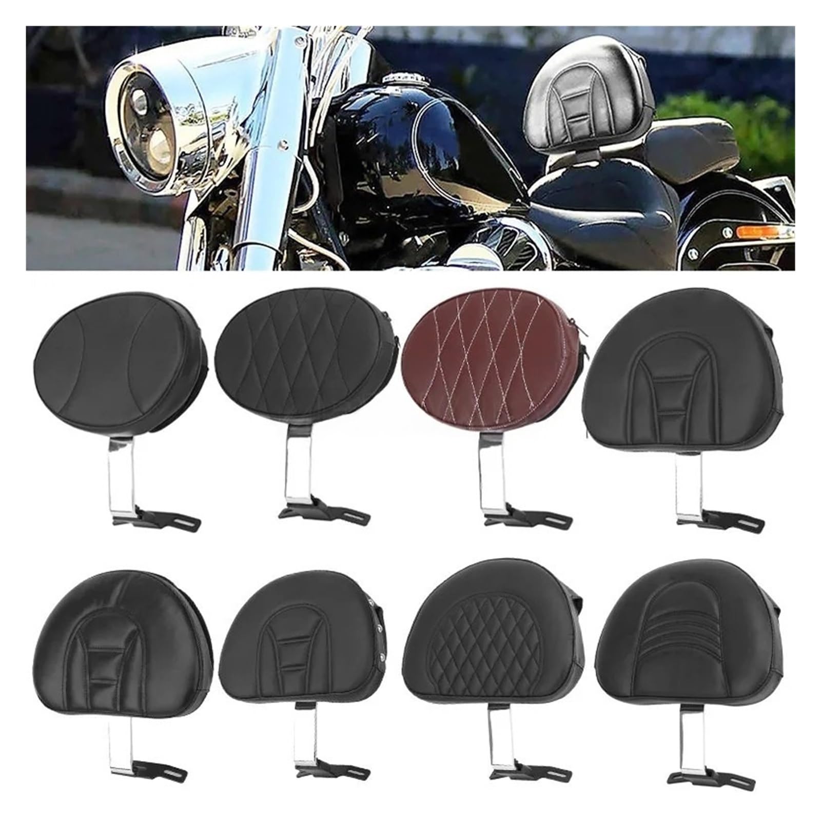 Zdejmowane oparcie motocykla Pasuje do Harley Fatboy Heritage Softail 2007-2017 czarny chrom motocyklowy bagażnik Sissy Bar podkładka oparcia(Style4)