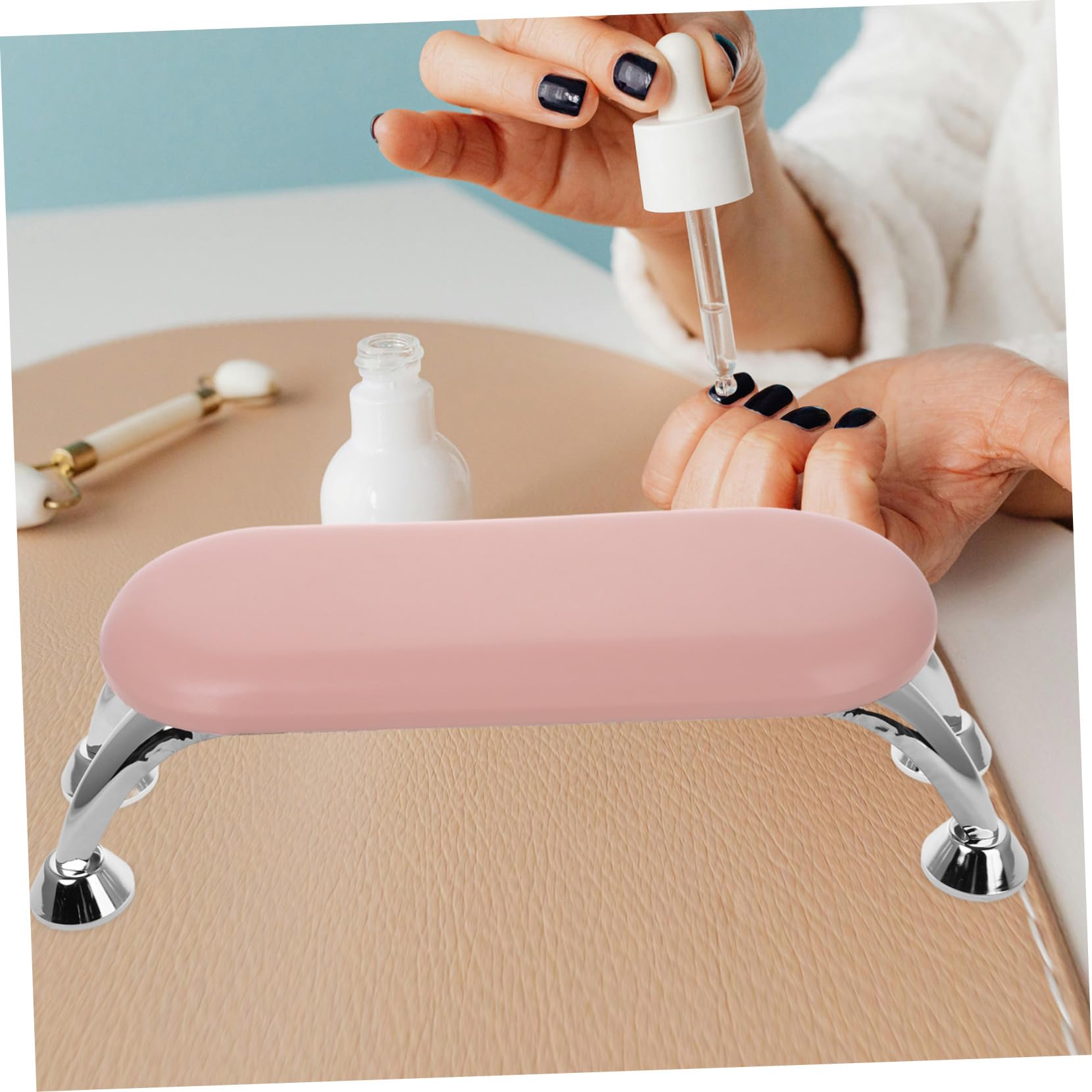 Healeved Poggiamani per Unghie in Pu, Supporto Compatto e Portatile, Facile da Pulire, per Salone Manicure Art | Supporto per Nail Art, Design Pratico e Portatile, Uso Domestico Personale