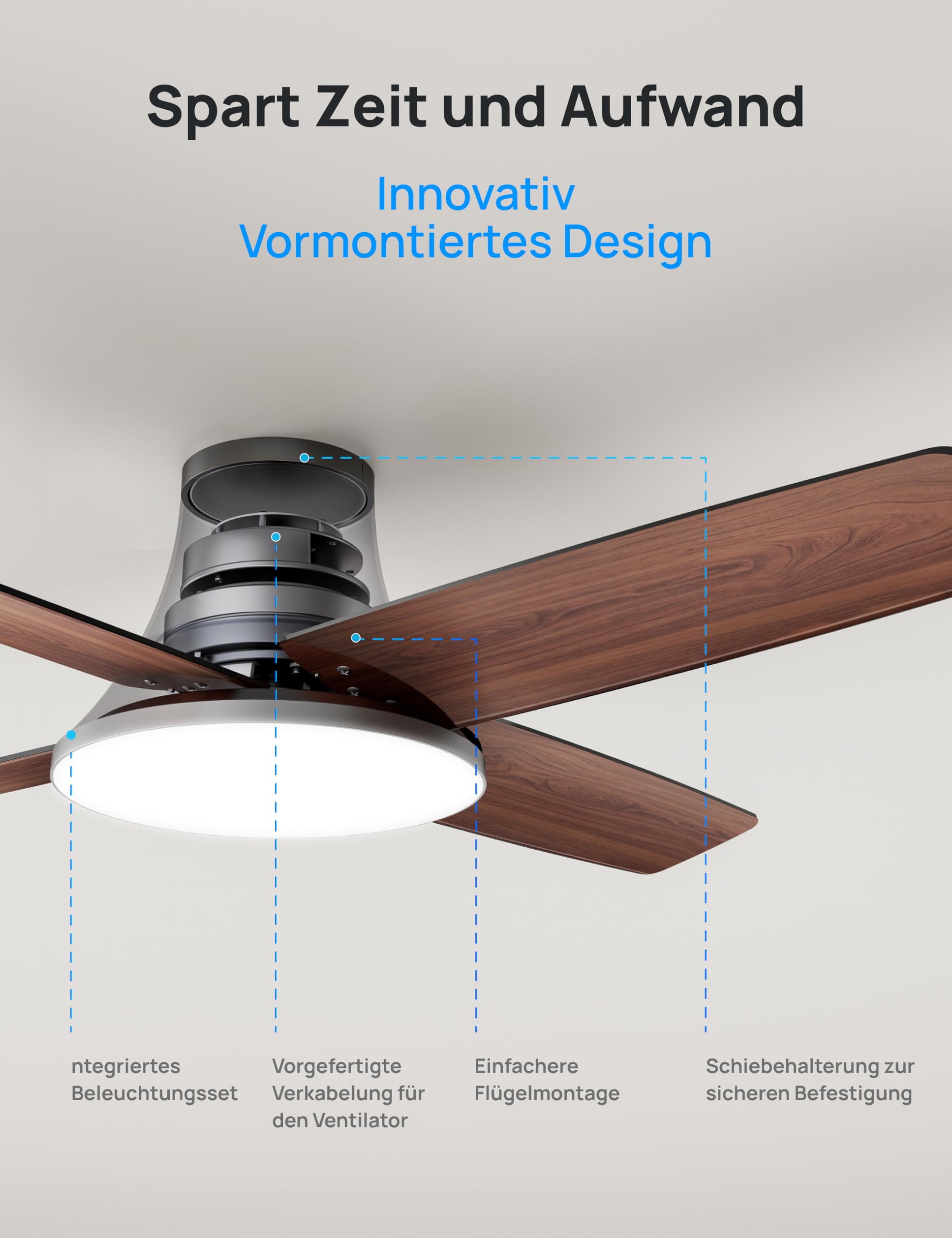 DREO Deckenventilator mit Licht bietet zwölf Geschwindigkeiten, drei Modi und einen leisen Gleichstrommotor. Einfache Montage, dimmbares LED, Fernbedienung und 12-Stunden-Timer in Schwarz