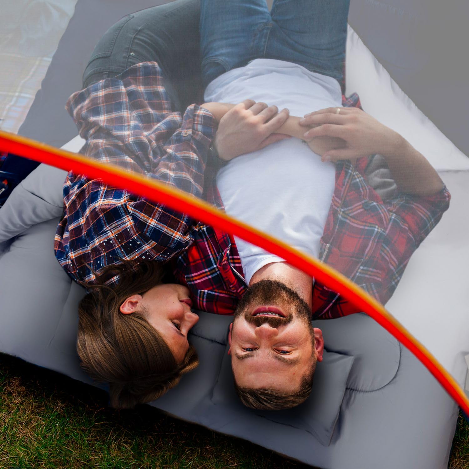 Sac de Couchage 2 Personnes, Rectangulaire Double Sac de Couchage Adulte pour Camping et Randonnée, Idéal Camping Accessoires pour Tente, Sleeping Bag Léger avec Oreillers, Isolé, 3 Saisons