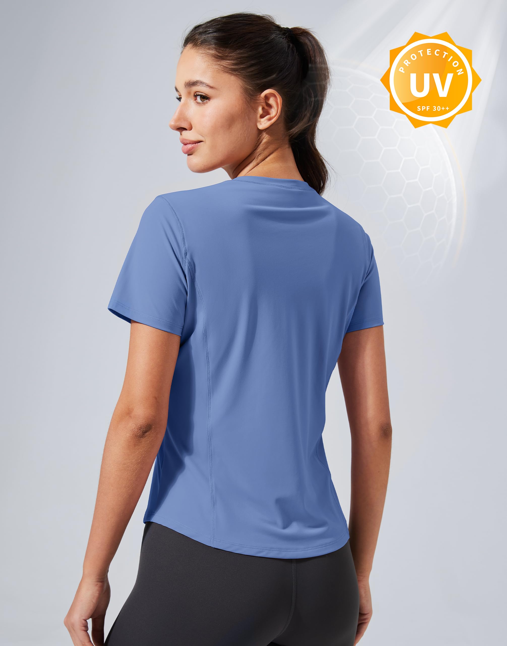 Pioneer Camp Maglietta sportiva da donna a maniche corte UPF 50+, protezione solare ad asciugatura rapida, girocollo