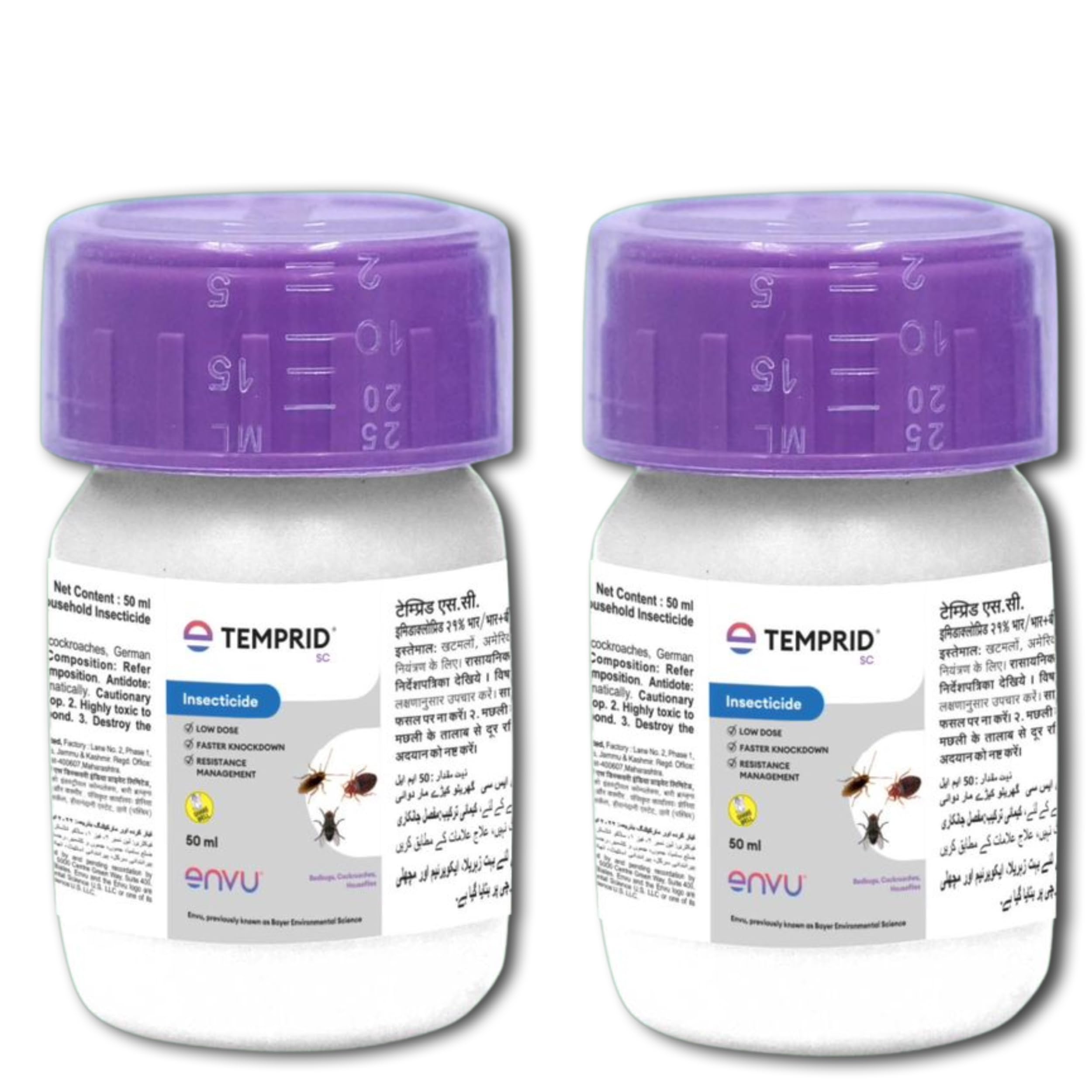 Temprid For Cockroach, Bedbugs And House Flies | Permanent Solution For Cockroach, Bed Bugs And House Flies | No Smell | No Kerosene Required | Mix Only With Water | Pest Control (50 ml Pack of 2)