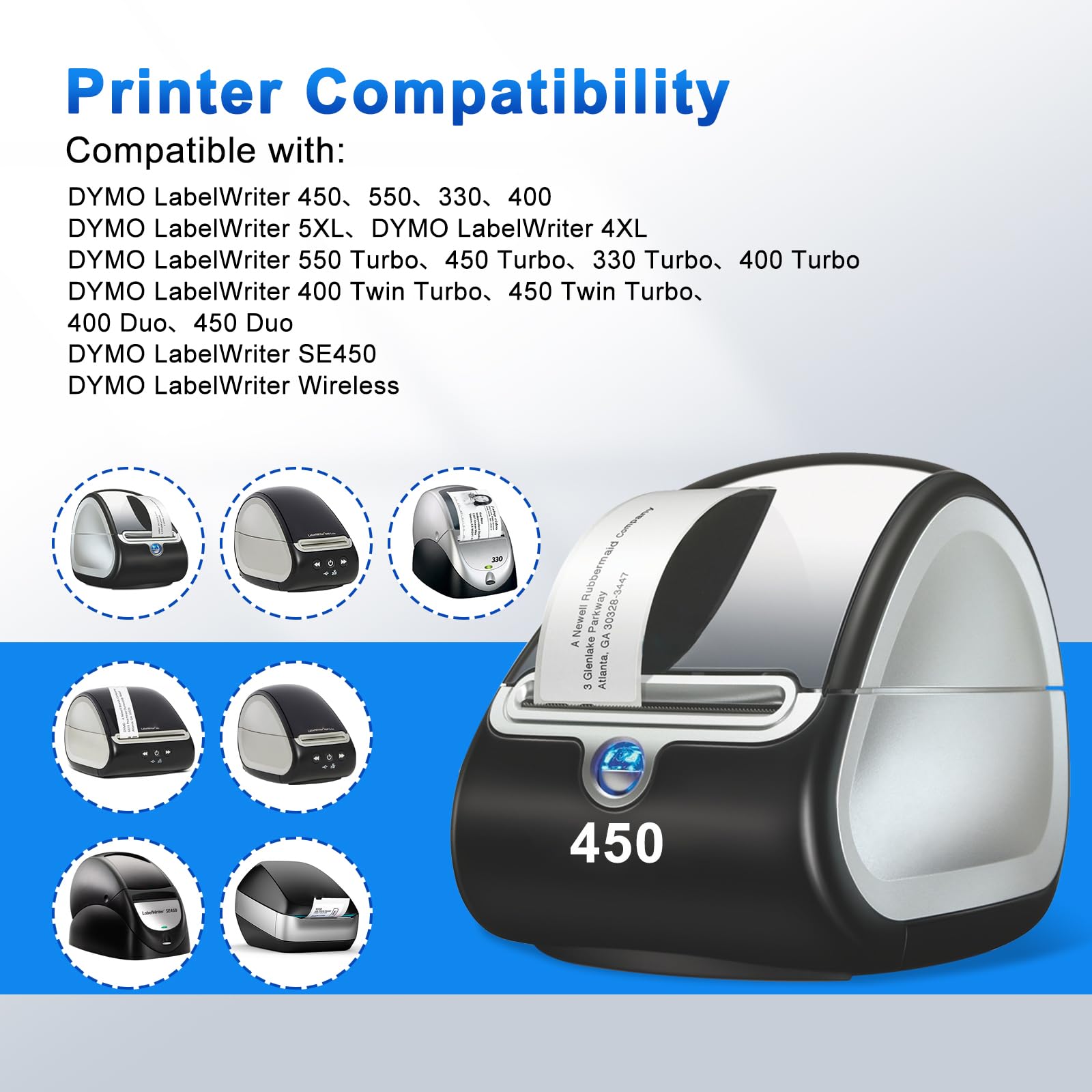 4 Rotoli da 99012 Etichette 36 mm x 89 mm per DYMO LW etichette di ritorno S072240 compatibile per DYMO Labelwriter 550 5XL Labelwriter 450 4XL