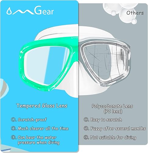 Vista 5 de OMGear Gafas de natación para niños con cubierta para la nariz, correa de tela, máscara de buceo para niños (4-16) equipo de esnórquel juvenil