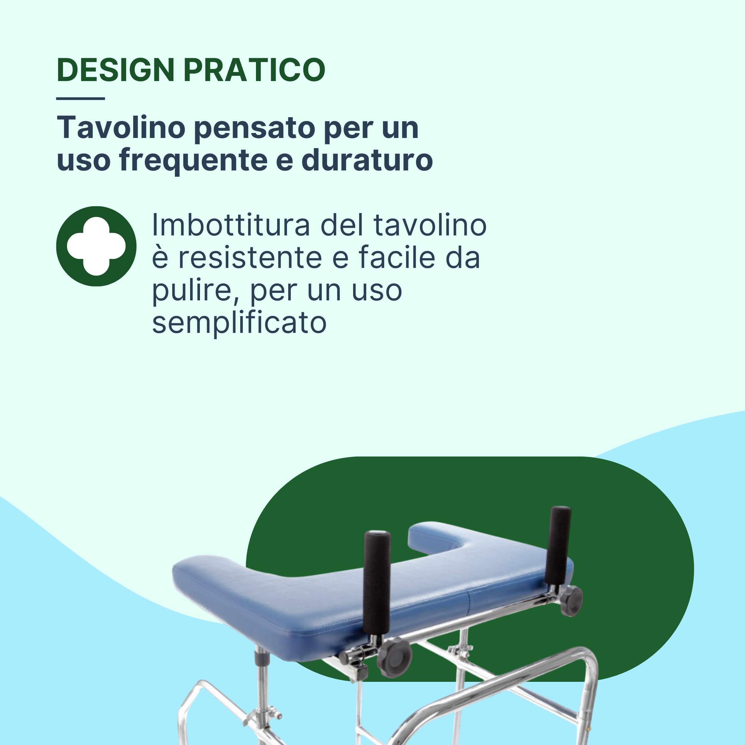 Tavolino Imbottito per Deambulatore e Rollator, 66x41 cm | Appoggio Antibrachiale Alto 10 cm, Superficie Imbottita per Appoggio a Tavolo