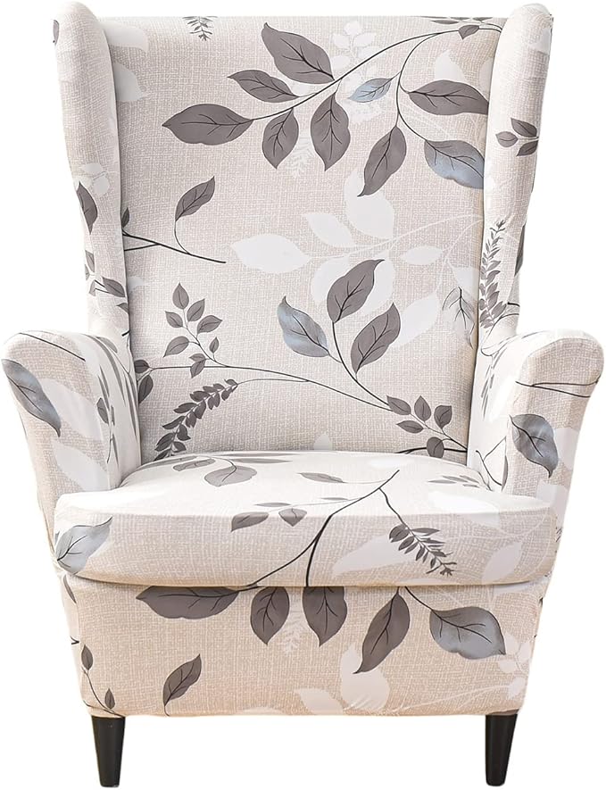 CRFATOP Printed Wingback Chair Slipcovers 2 Piece Stretch