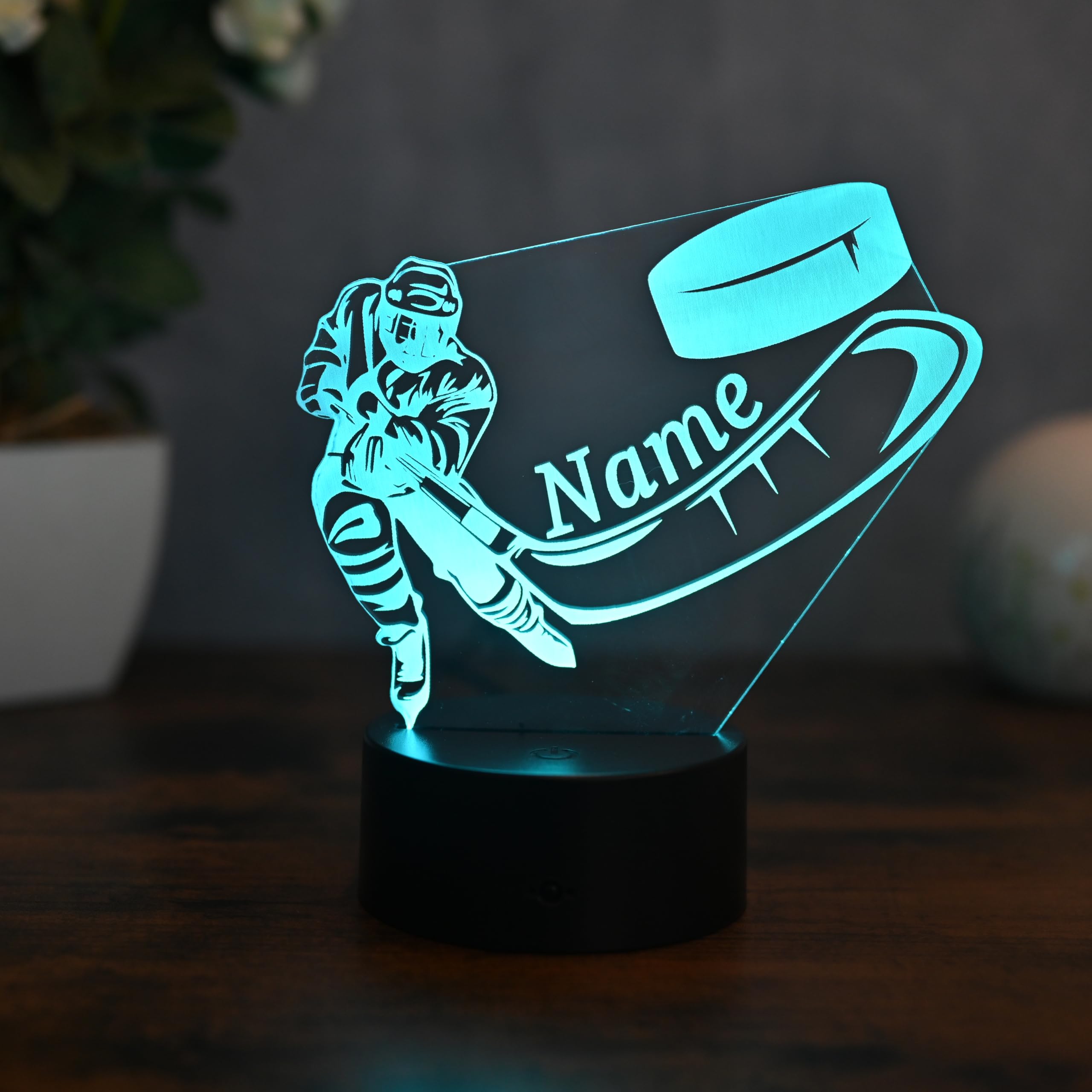 Lampada a LED per hockey su ghiaccio personalizzata: regalo per giocatori di hockey, decorazione da hockey, compleanno per bambini, idea regalo, luce notturna e decorazione per la casa