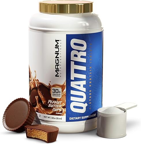 Miniatura 7 de Magnum Nutraceuticals Quattro - Tazas de mantequilla de maní, 4 libras, pueden apoyar el crecimiento muscular y la recuperación