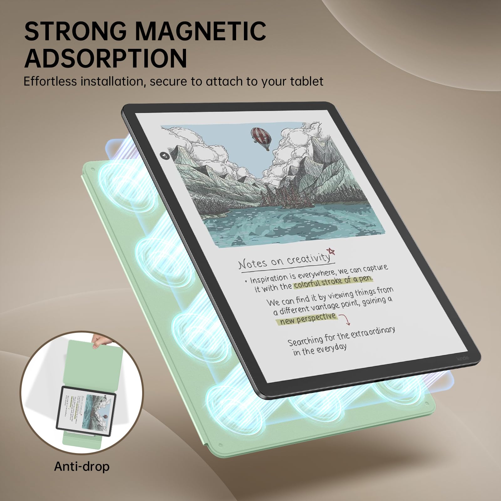 MoKo Magnetic Case for 11" Kindle Scribe 3rd & Colorsoft 1st, Green | Strong Magnetic,Slim Folio Premium PU Leather Cover with Pen Clasp & Auto Sleep Wake for 2025 Kindle Scribe Case