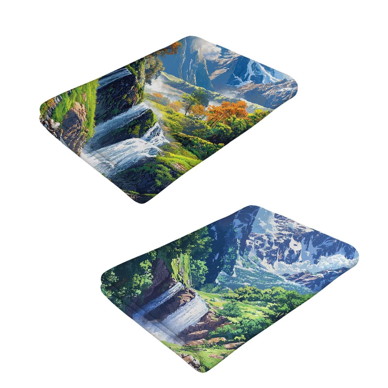 Toalla Playa 90 x 180 cm, Juego de 2 Toallas Microfibra Grande de Secado Rápido, Absorbente, Compacto, Toalla de BañO Sin Arena Verano Manta de Playa Mujer para Baño Regalo (Cascada paisaje) H-806