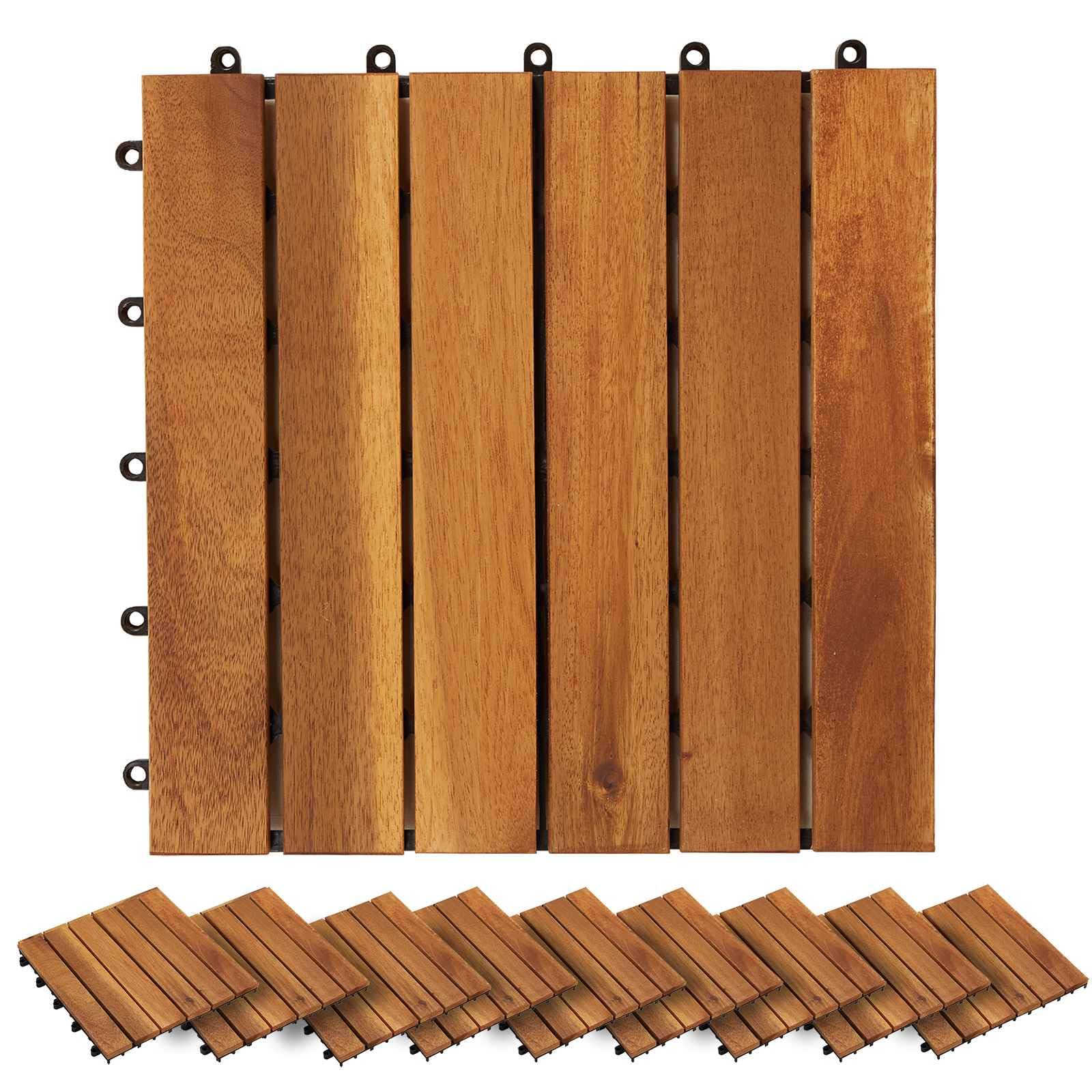 Terrassenfliese 30 STK. Braun 30 x 30 cm Akazien-Hartholz 7,15 kg Gewicht Massiv Robust