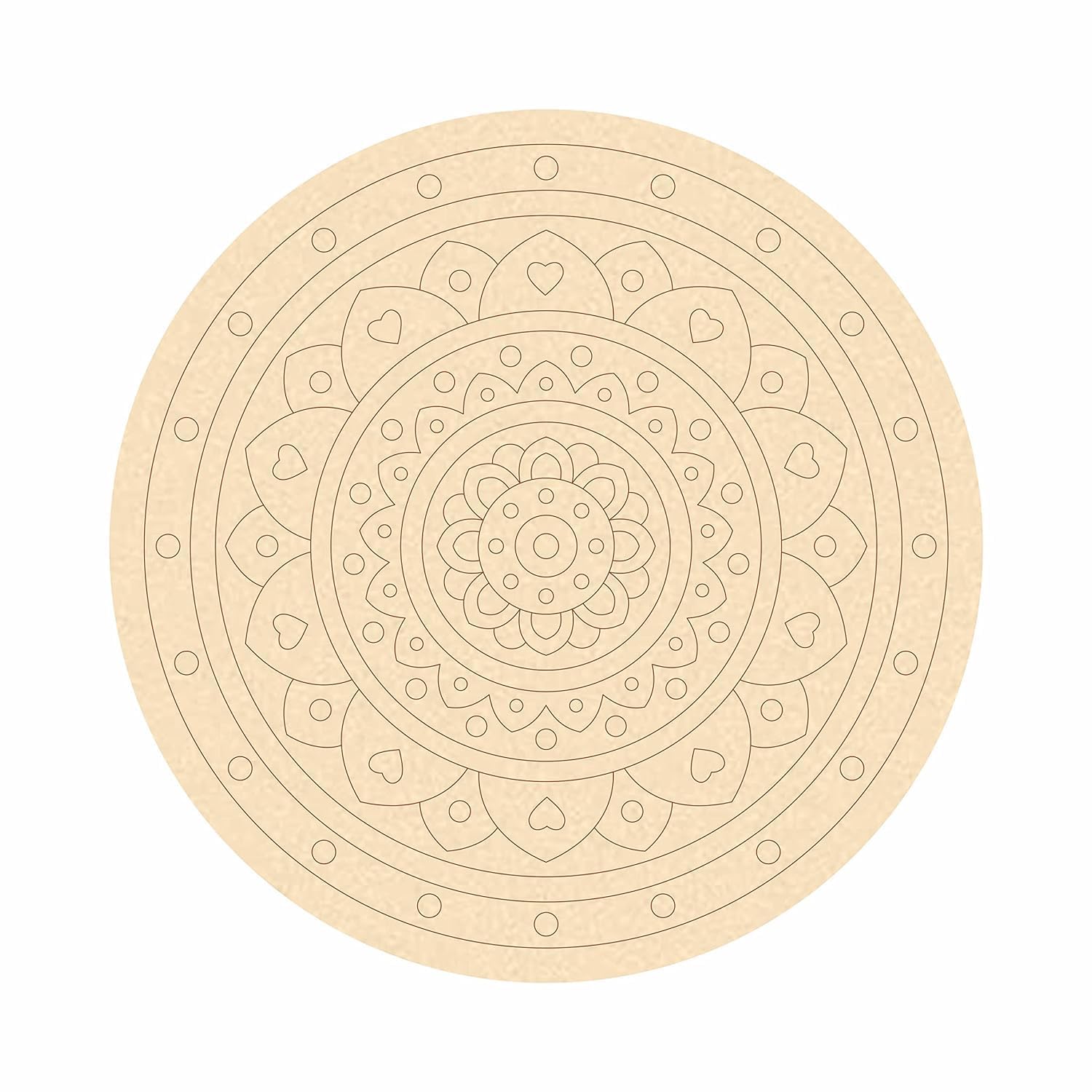 Khush Enterprise | Pine MDF Pre-Marked Wooden Rangoli Round Shape Cutout for Crafts Work l Home Décor Artistic DIY Work Art & Craft for Resin Art, Mandala Art, Painting, Diwali Rangoli (KE-B)(5 Inch)