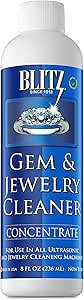 Blitz Gem &amp; Jewelry Cleaner Liquid Concentrate for Gold, Silver, &amp; Platinum Jewelry Cleans Non-Porous, Precious &amp; Semi-Precious Stones. Non-Toxic, Non-Abrasive, &amp; Planet Friendly. Made in USA 8oz