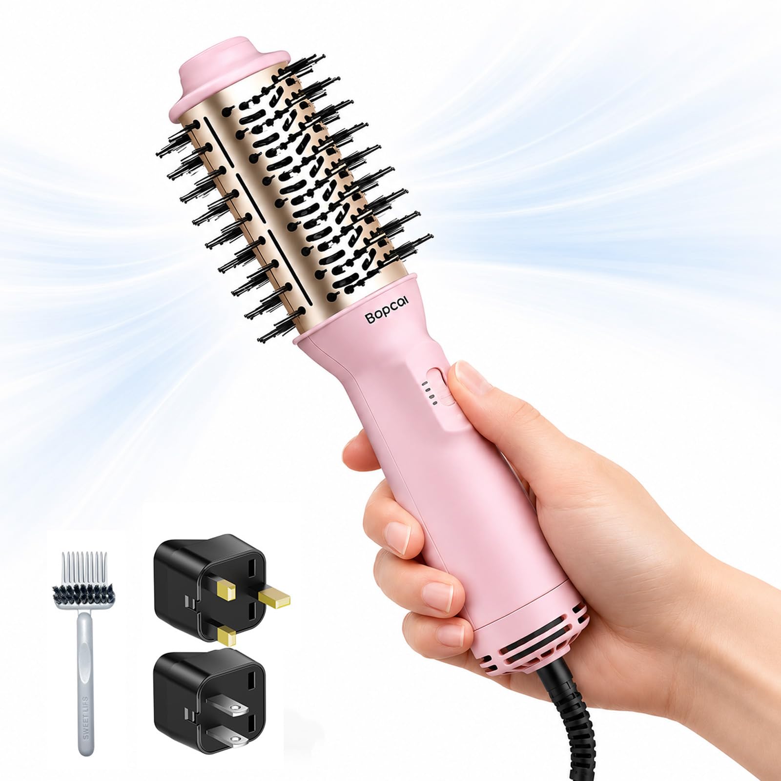 Bopcal 5 in 1 Airstyler, Professioneller Hairstyler Set, 160000 U/Min Ionen Föhn für Keine Hitzeschäden, Glänzendes Haar, Lockenstab Auto-Wrap, Volumen, Glätten für Stylen Sie Beach Wave