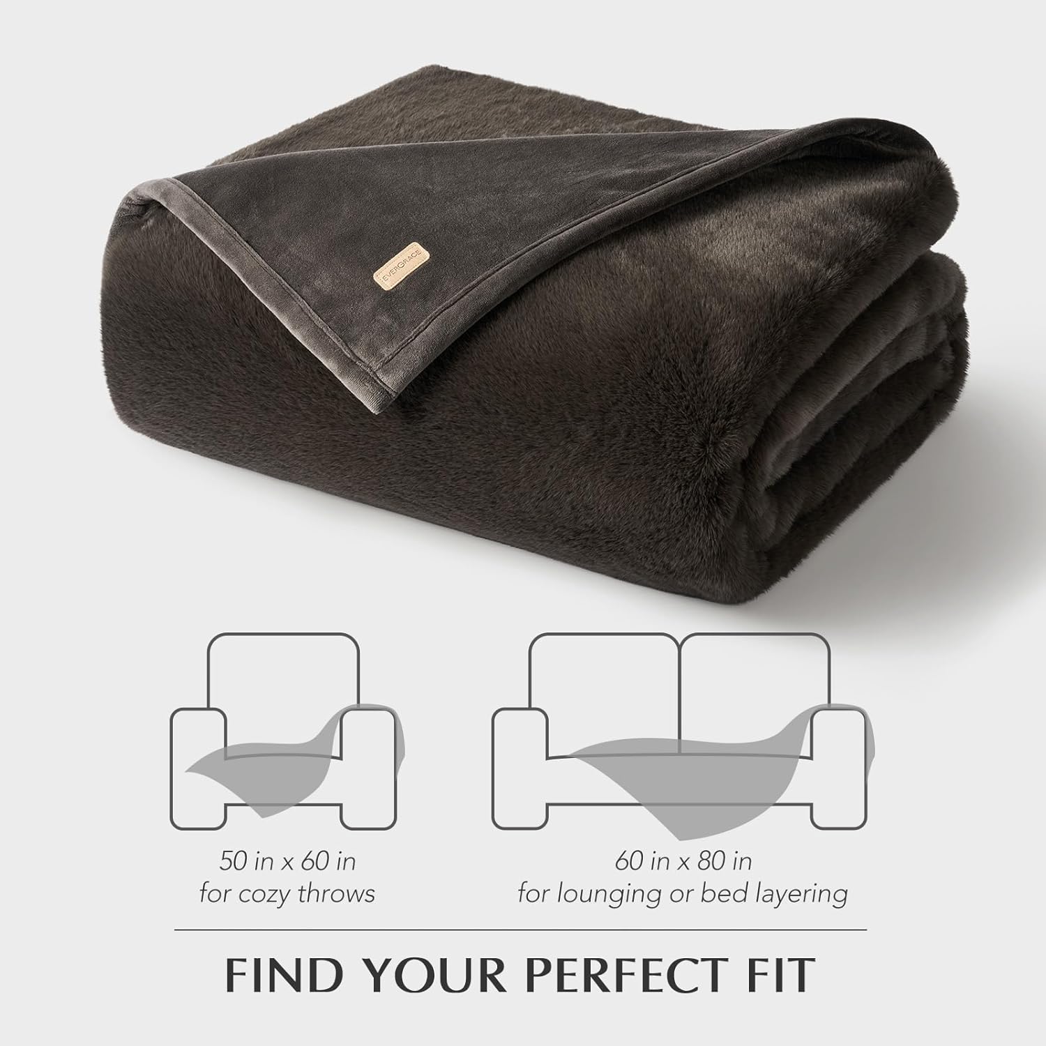 EVERGRACEHOME Ultra Soft Luxury Fluffy Mink Faux Fur Throw Blanket, Thick Warm Fall Winter Blankets for Bed, Couch, Cozy Plush Reversible Blanket for Chair, Sofa (Dark Brown, 60"x80") - Image 9