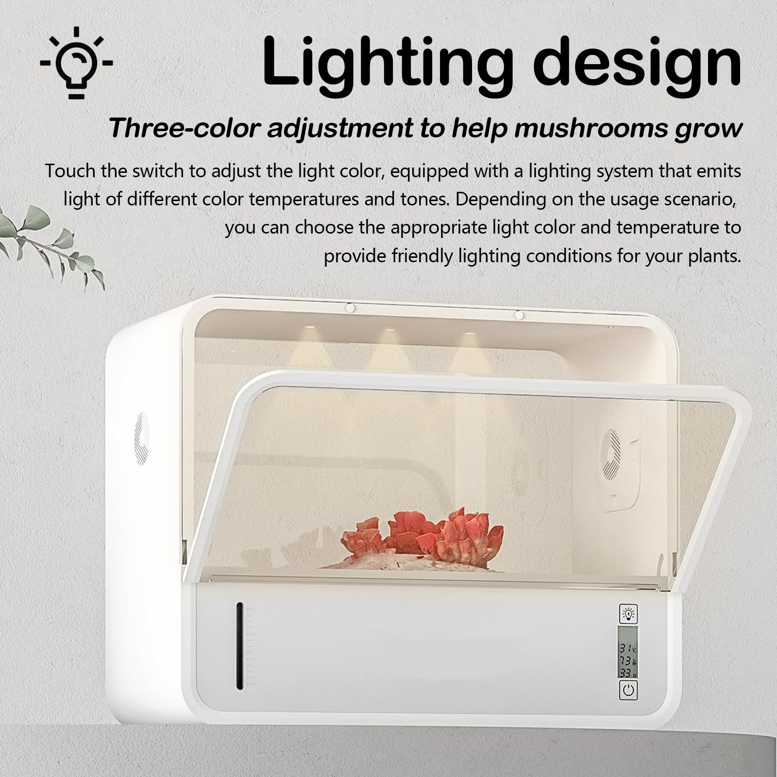 Ushroom Zuchtzelt Pilzzuchtbox mit Transparenter Sichttür Automatische LED Beleuchtung Standluftbox