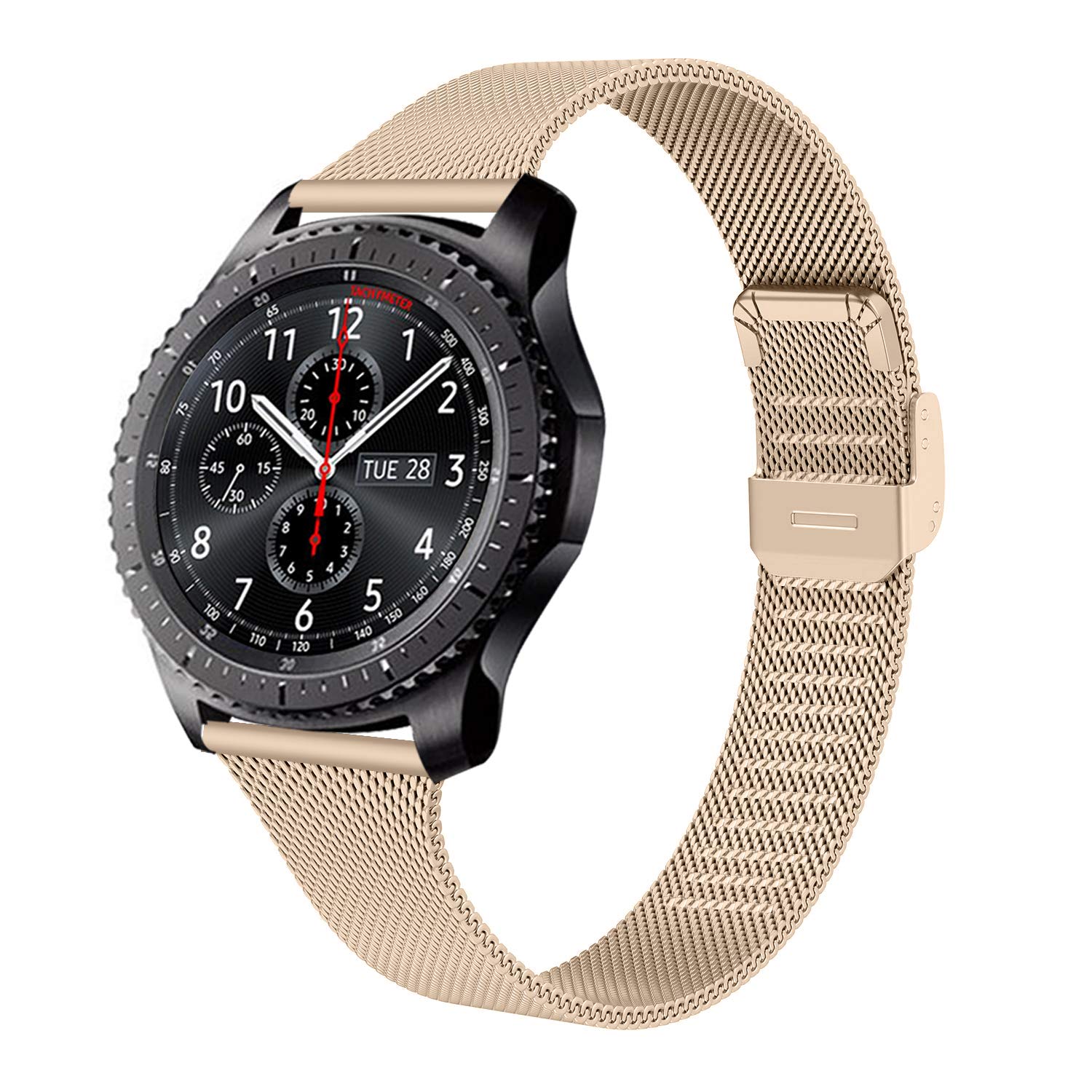 Jennyfly Metal Band for Galaxy Watch 46mm, Adjustable Stainless Steel Band Strap 22mm Compatible with Galaxy Watch 46mm/Galaxy Watch 3 45mm/Gear S3 Frontier/Gear S3 Classi - Vintage Gold