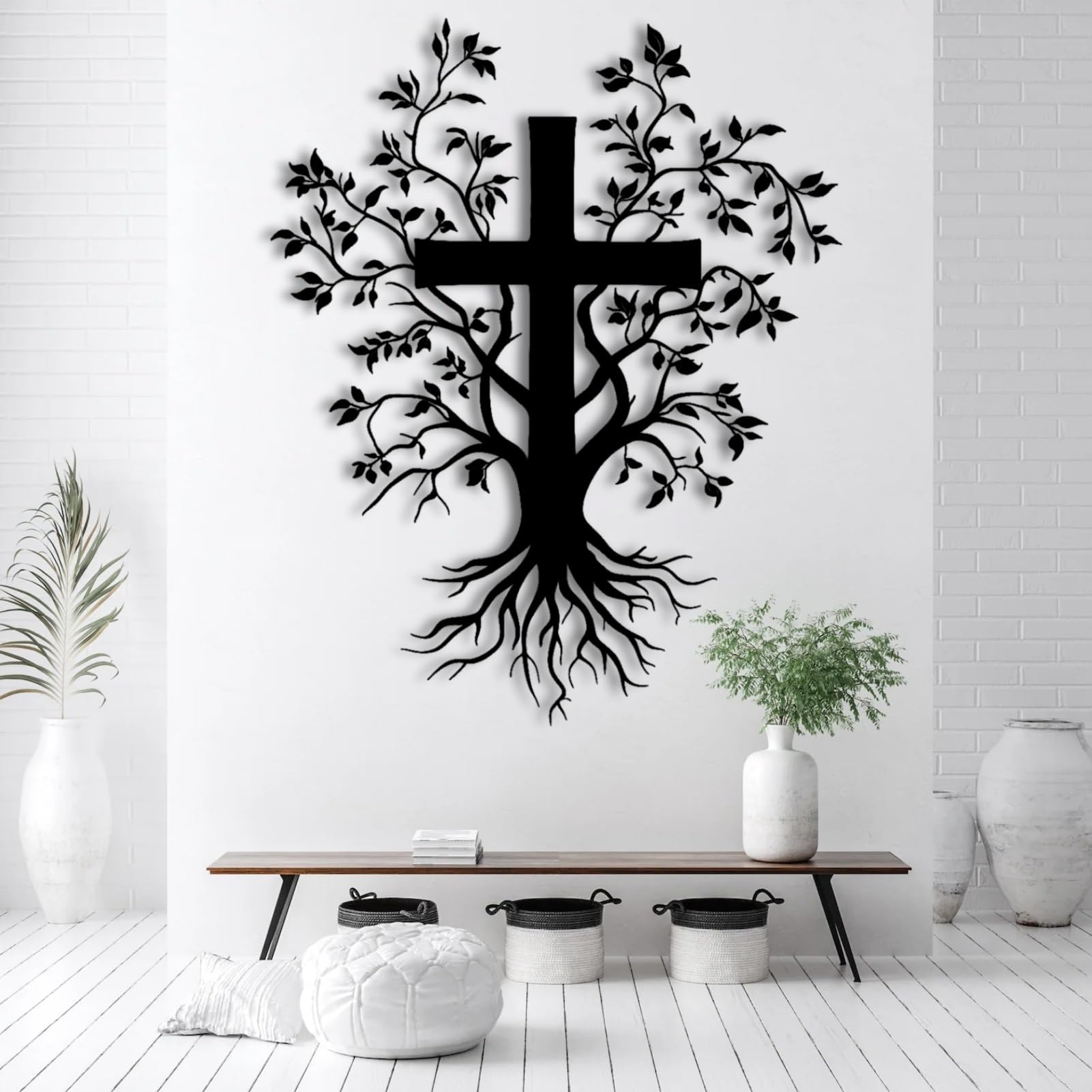 Amazon.com: Jesus Cross Metal Wall Art, Metal Tree Branch Wall