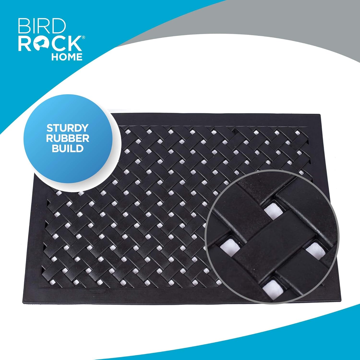 BIRDROCK HOME 24 x 36 Rubber Doormat with Basket Weave Design | Outdoor Doormat | Keeps Your Floors Clean | Decorative Design