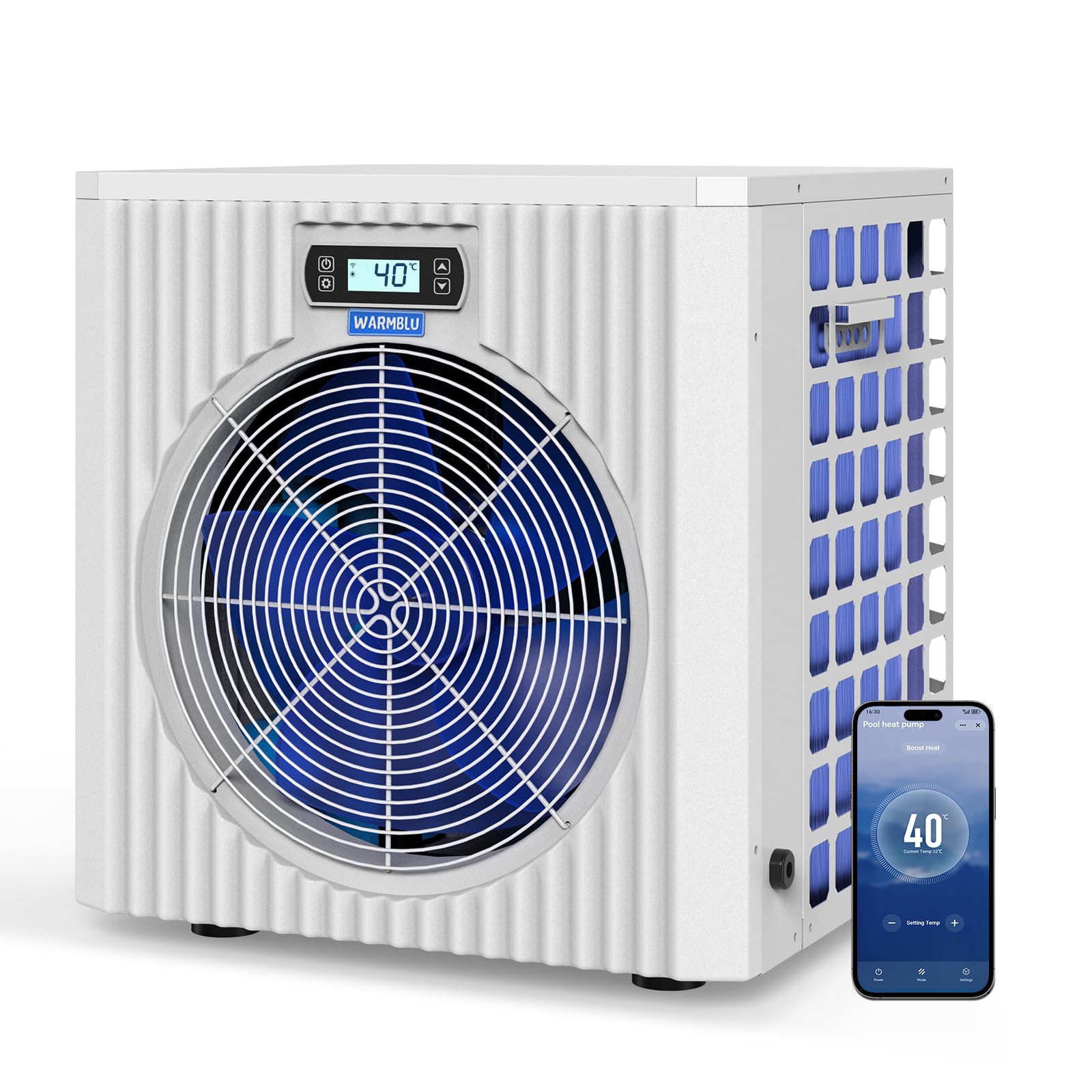 H5 Bomba de Calor de 5 kW con calefacción eléctrica de 1,5 kW, 20 m³ máx., Alta eficiencia, Cop 5,51, Ahorro de energía del 45%, Compatible con conexión WiFi, Bomba de Calor con 220-240V/50Hz