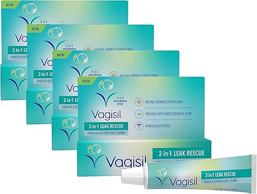Vagisil Crema femenina íntima de rescate de fugas 2 en 1 para mujer, probada por ginecólogos e hipoalergénica, 1 oz (paquete de 4)