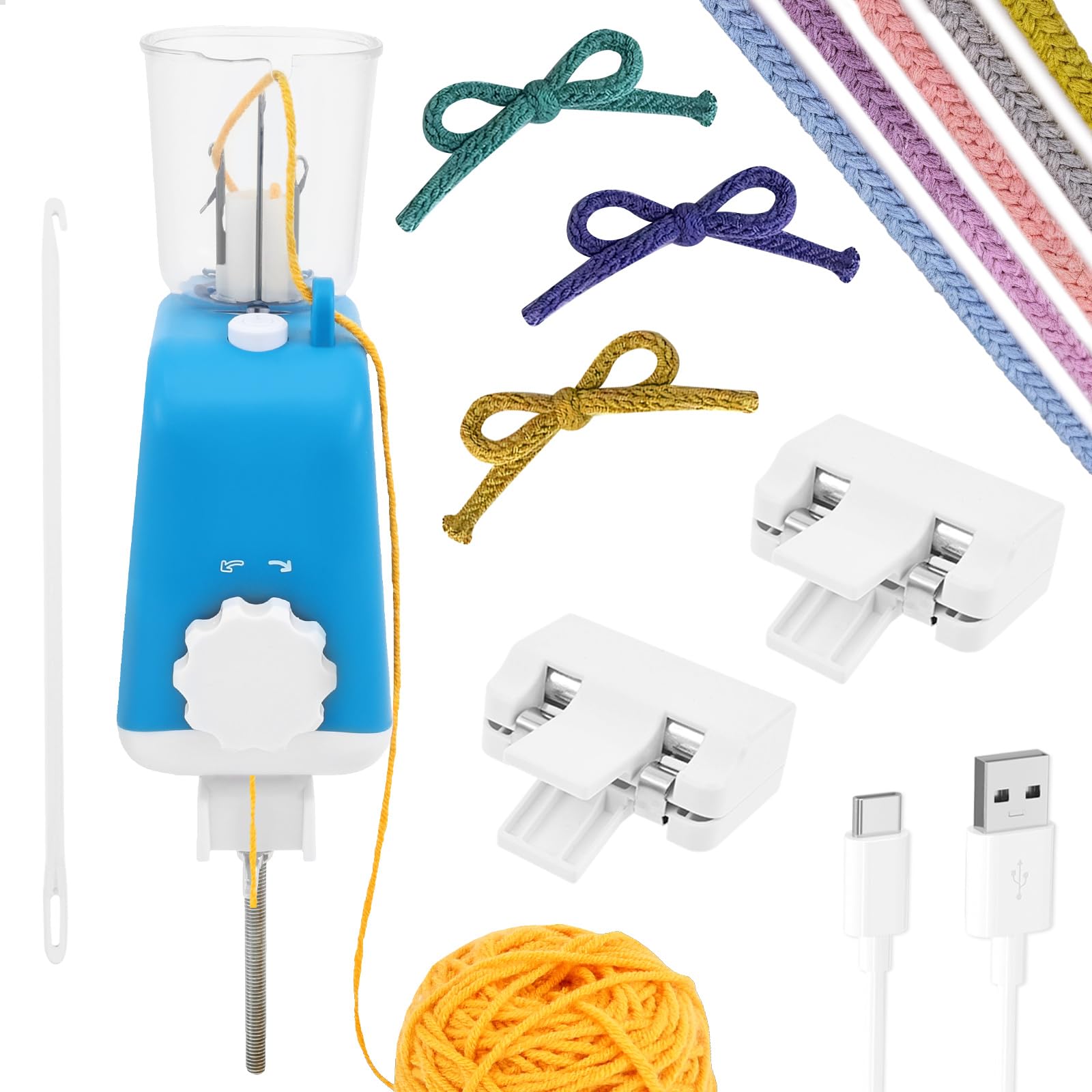 WAMEITF Electric i Cord Knitter Machine, Efficient French Knitting Machine, DIY Knitting Machines, Electric Yarn Knitter DIY Crochet Machines for Beginner Children Present (Blue)