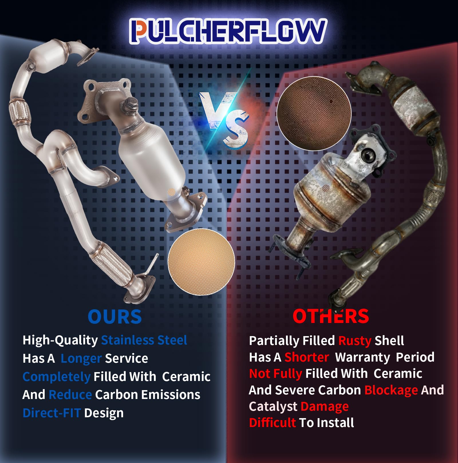 Amazon | PULCHERFLOW フロント&リア 触媒コンバーター 2010 2011 