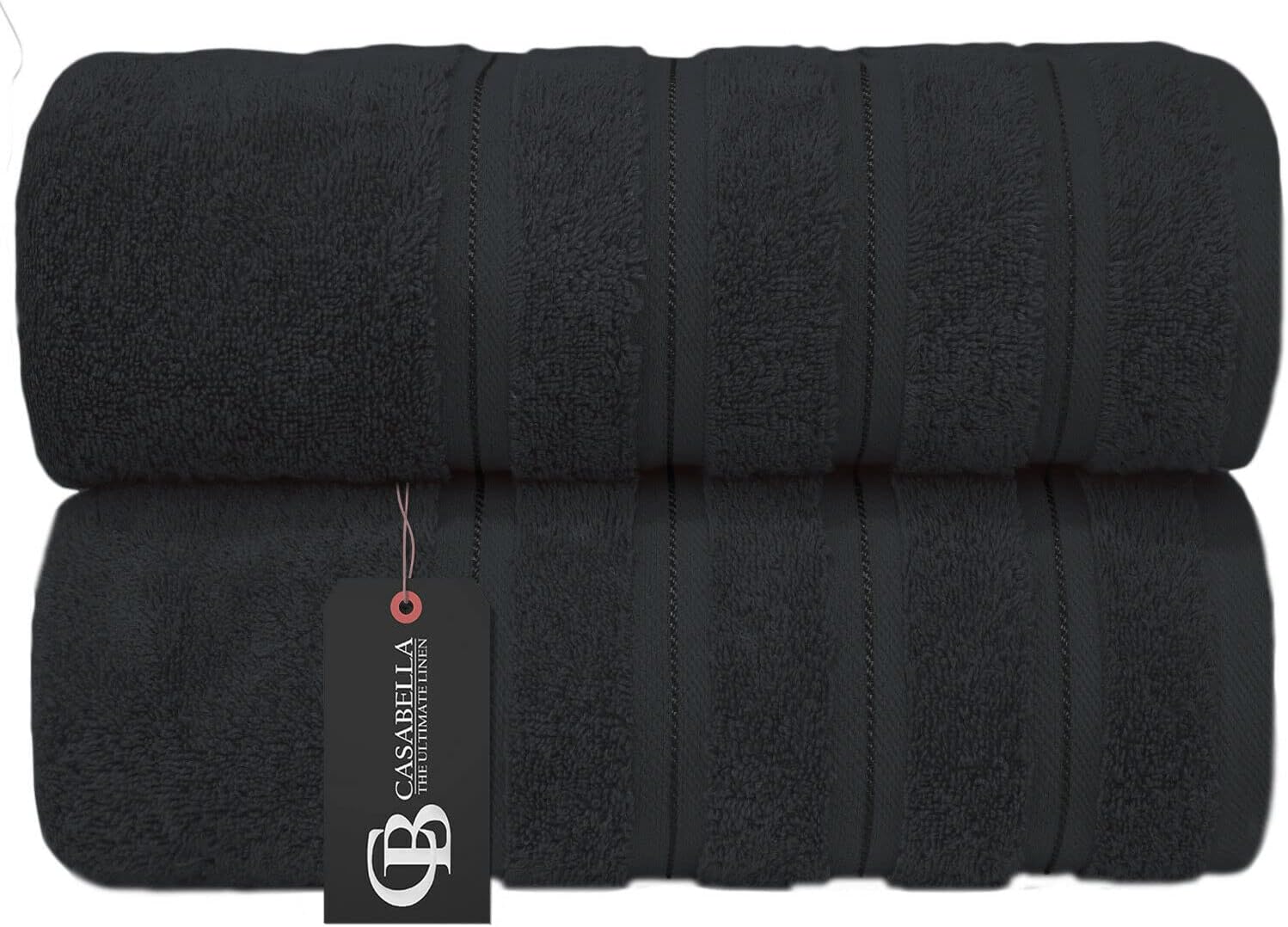 CASABELLA Premium Quality 2 Pk Black Bath Sheets 100 Combed Cotton 650