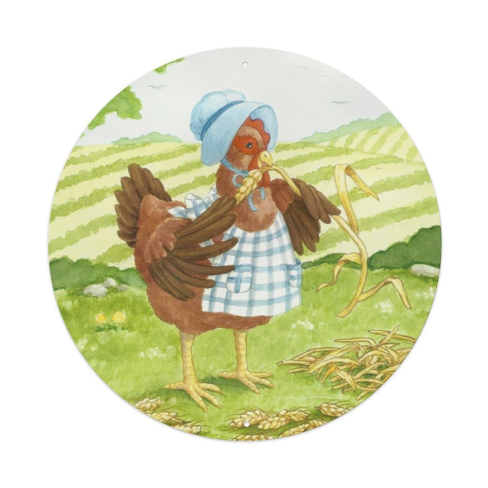 Animal Artwork The Little Red Hen Vintage Metal Tin Sign Plaque Wall Decor for Cafe, Club Bar, Office, Garden Metal Poster 8x8Inch