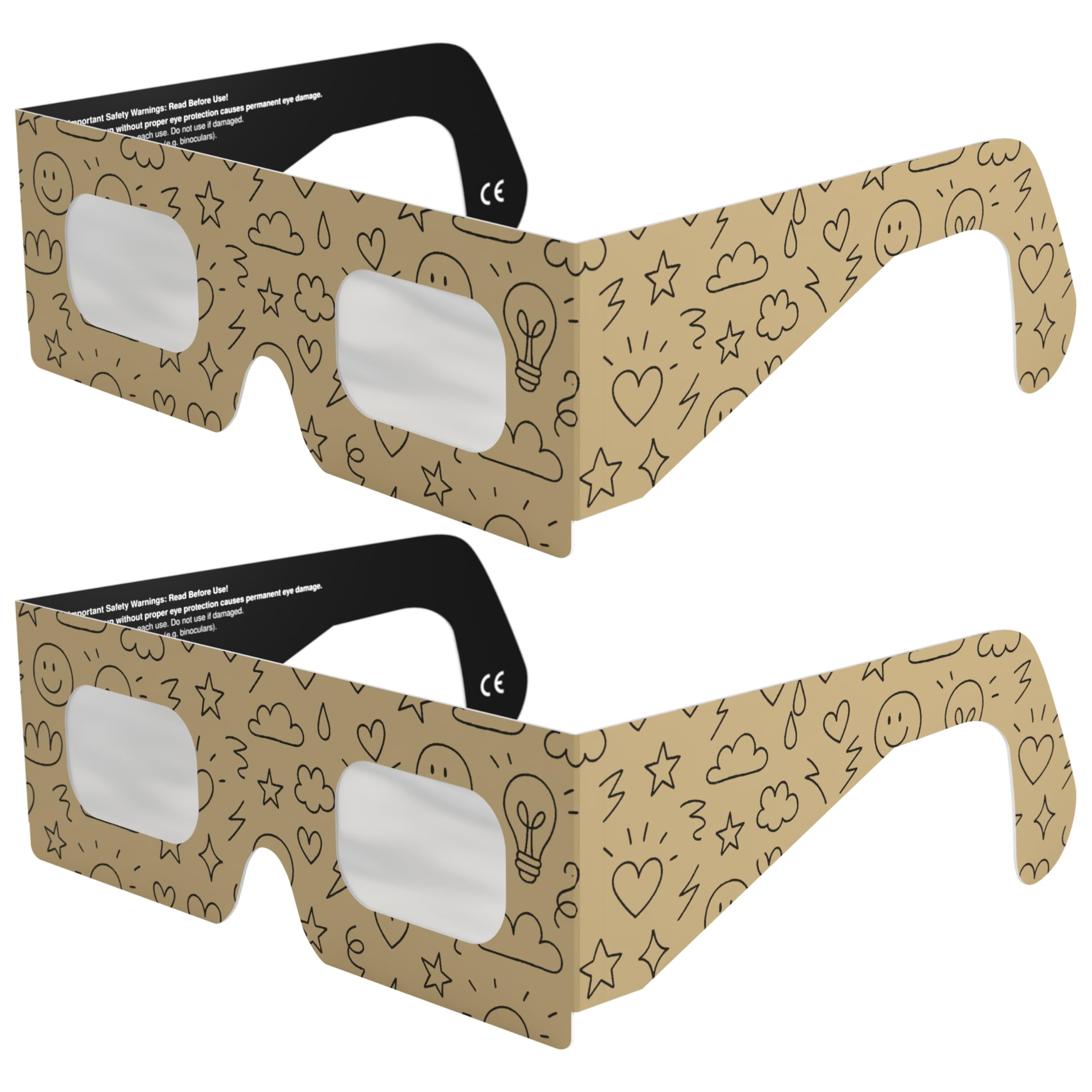Solar Eclipse Glasses ISO 12312-2 CE Certified | Safe Solar Viewing Glasses UK | Paper Cardboard Frame | Total Solar Eclipse August 2026 | Made in EU | 2 Pack | Doodle โ image 1
