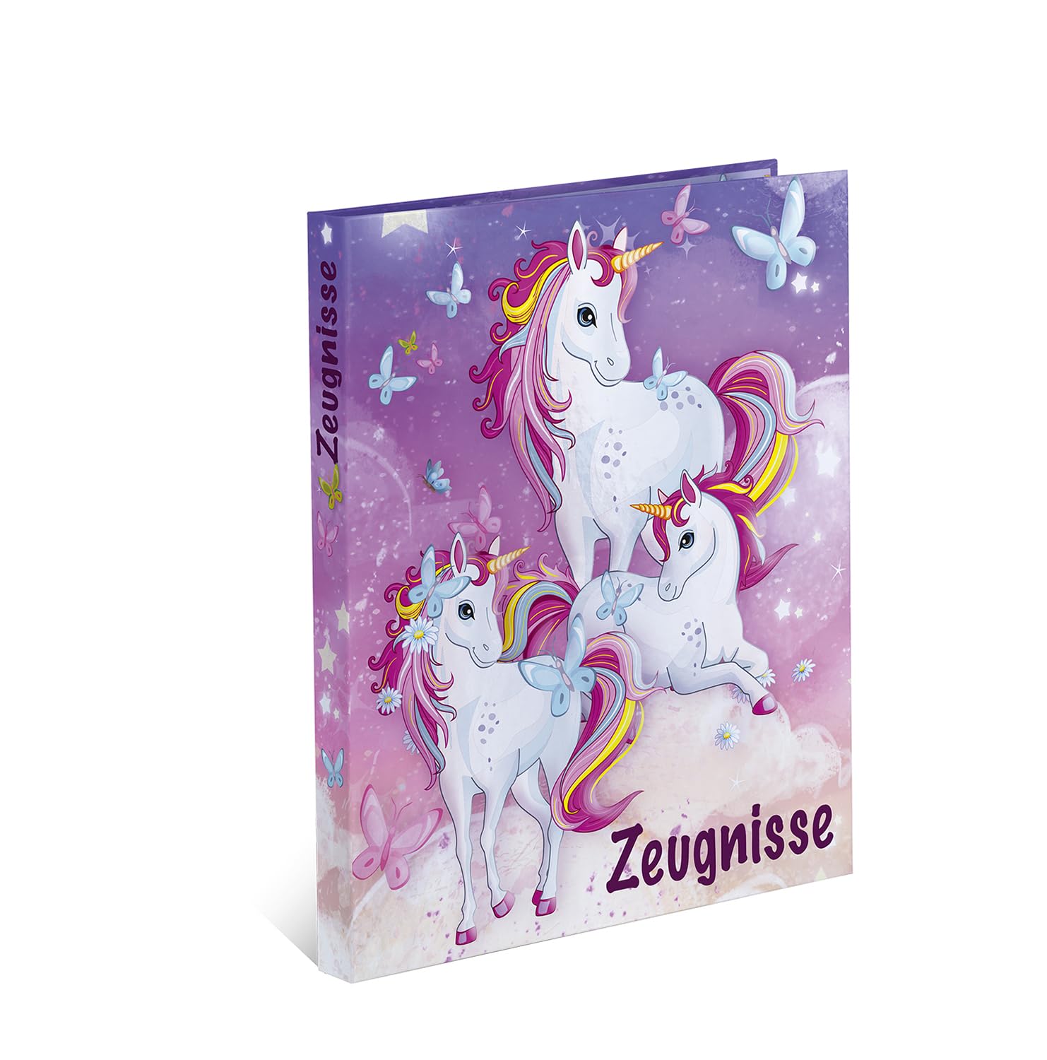 Herma Certificate Folder A4 Unicorn, Certificate Folder with 10 Transparent Pockets for 20 Certificates, Certificates and Documents, Certificate Ring Binder with Inner Print, 4-Ring Mechanism and