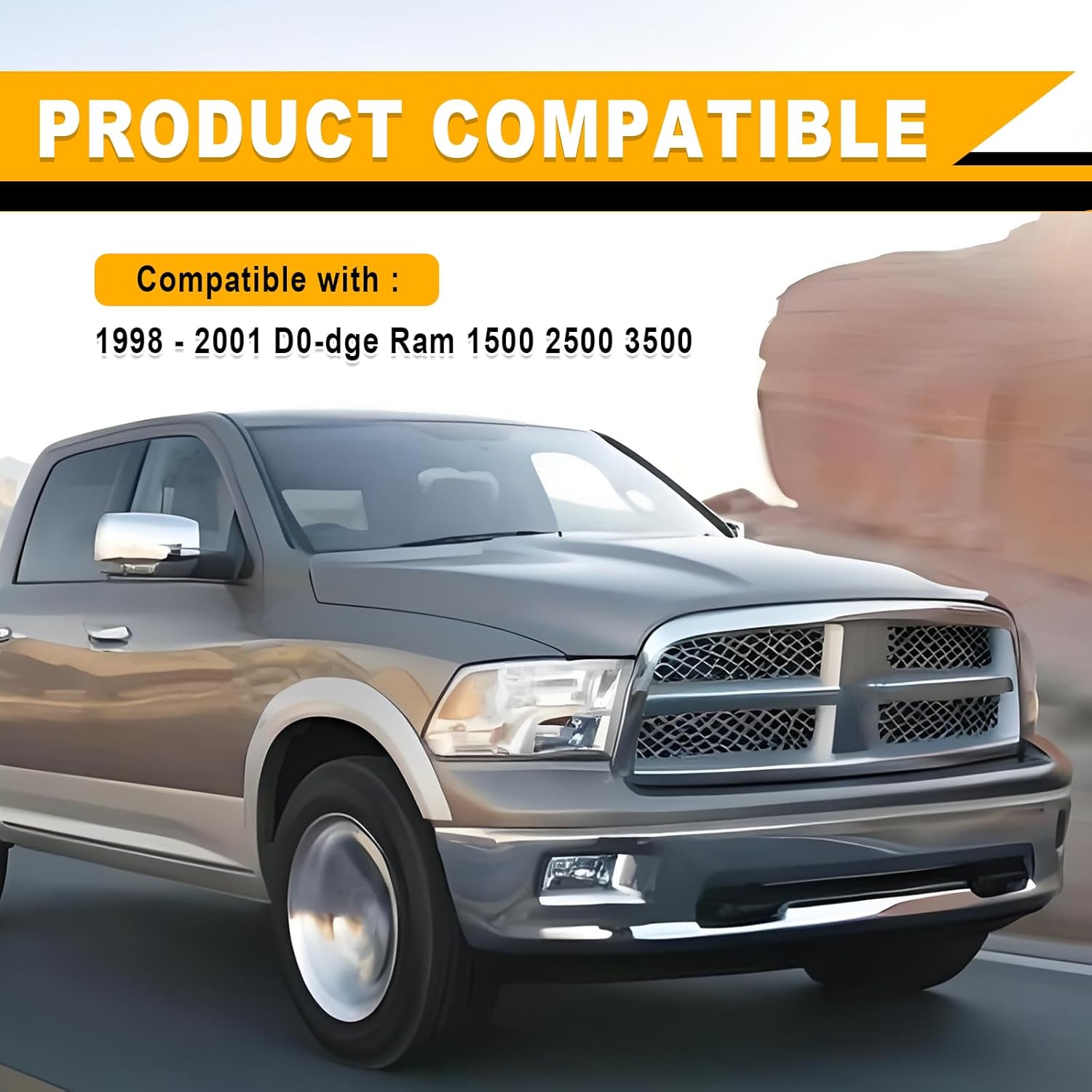 Dash Cover Mat, Center Console Cover Sunshield Protector, Dashboard Cover Compatible with Ram 1500 2500 3500 1998-2001 (Gray)