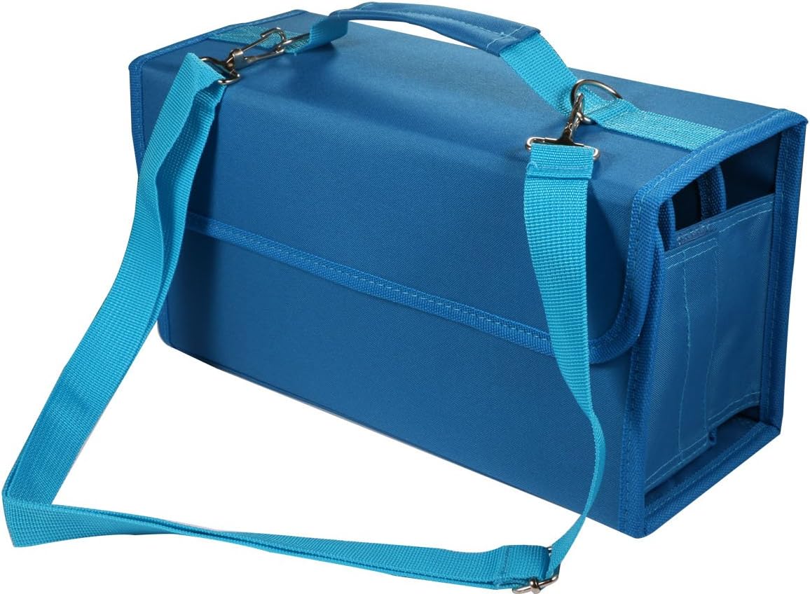 UTRO 80 Slots Marker Pen Case Markers Organizer Storage Bag Holder with Carrying Handle and Shoulder Strap (No Markers) (Blue)
