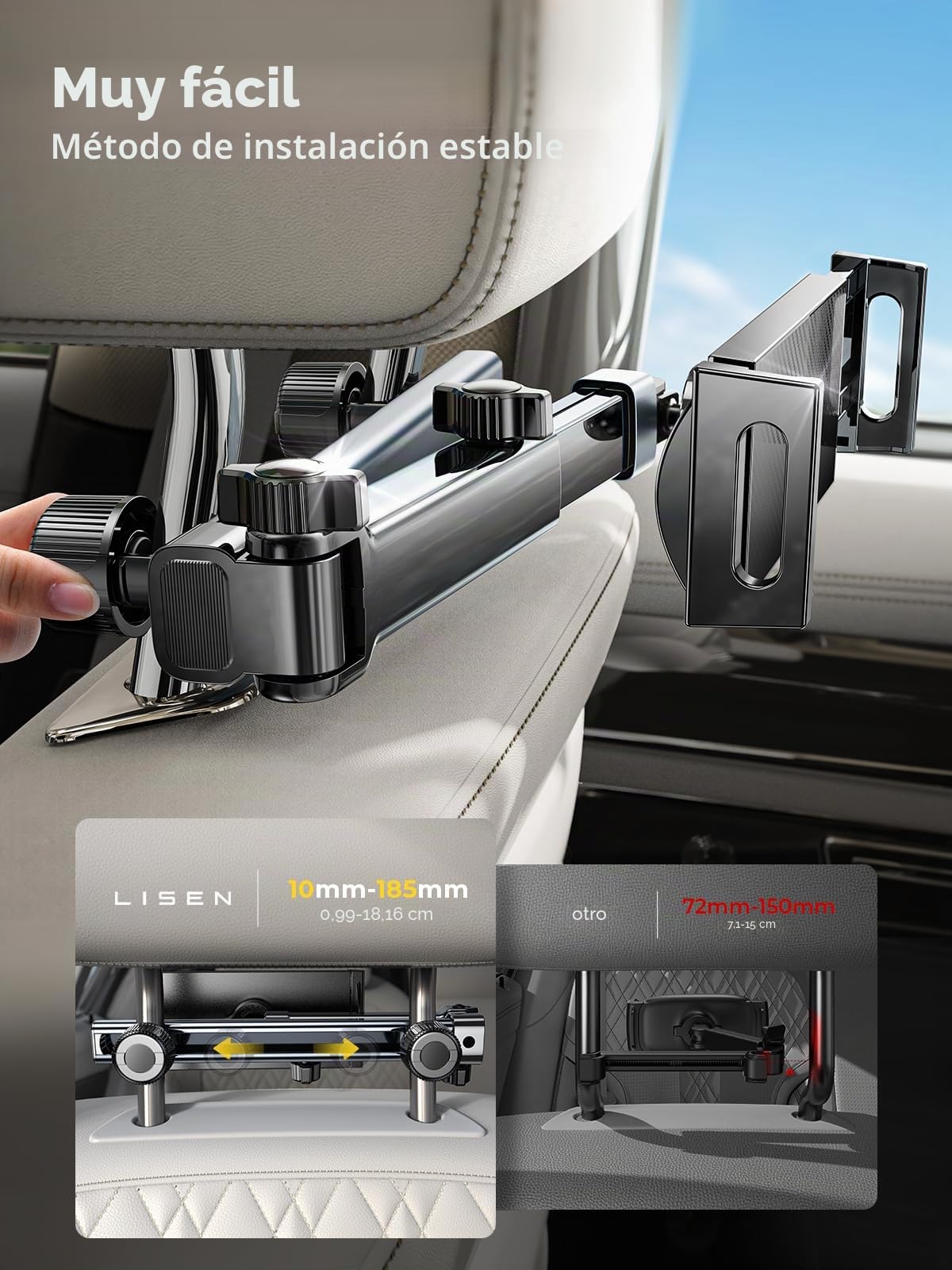 LISEN Soporte para iPad Tablet Centro de coche, soporte universal para teléfono móvil, organizador de coche, accesorios para el interior del coche, extensible, accesorios de viaje para iPad Air