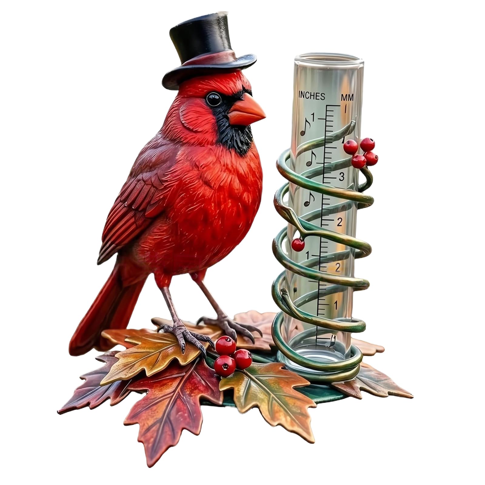 PANGBOER Pluviometro per Uccelli Foglie Autunnali Indicatore Decorativo Statua da Giardino per Accessori per la misurazione della Pioggia Misura da Giardino