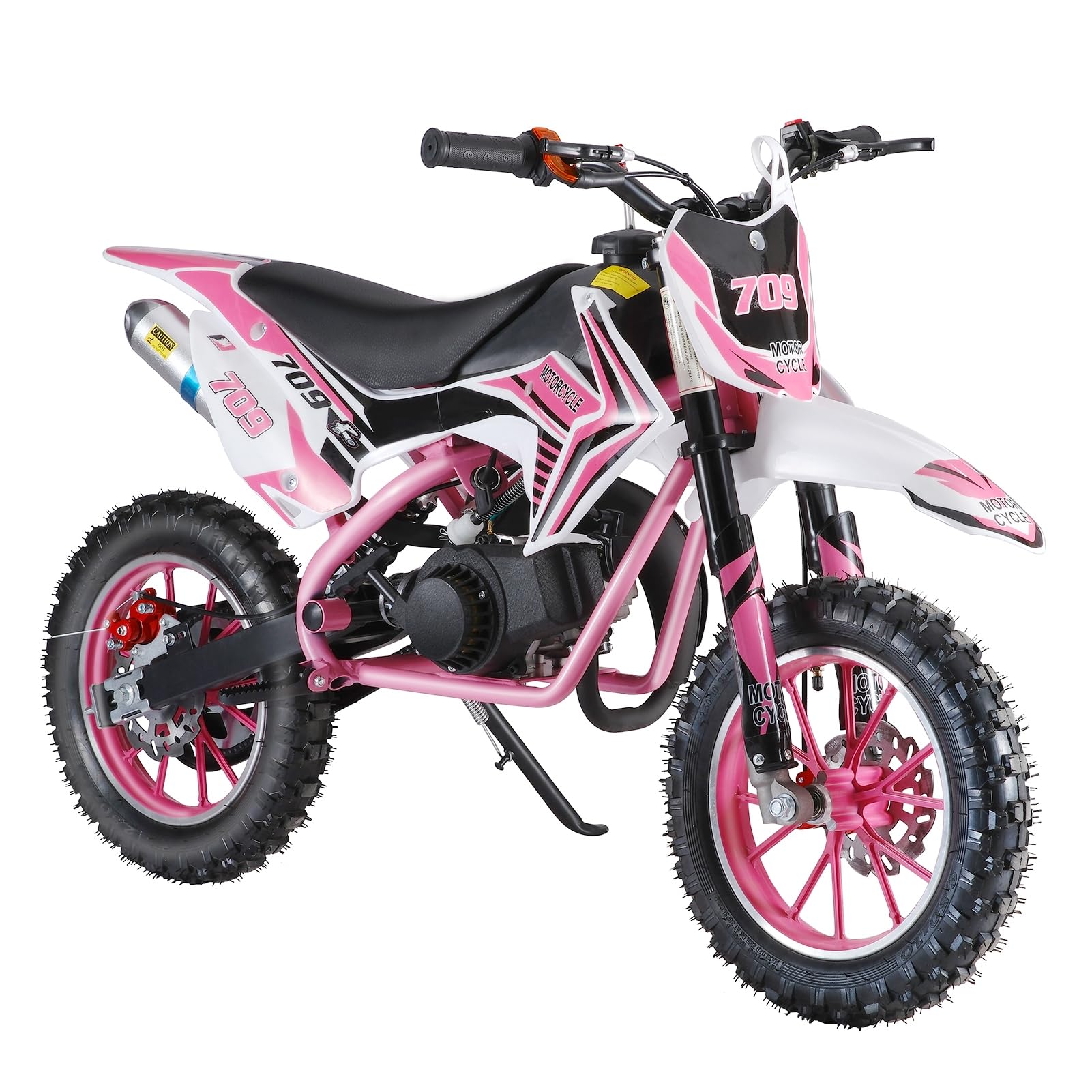 New 50cc Kids Dirt Bike 2 Stroke, Gas Powered Dirt Bike, Speeds up to 40MPH, Mini Kids Dirtbike, Gasoline Motorcycle with Front Rear Disc Brakes, Ideal for Children, 2026 Pink