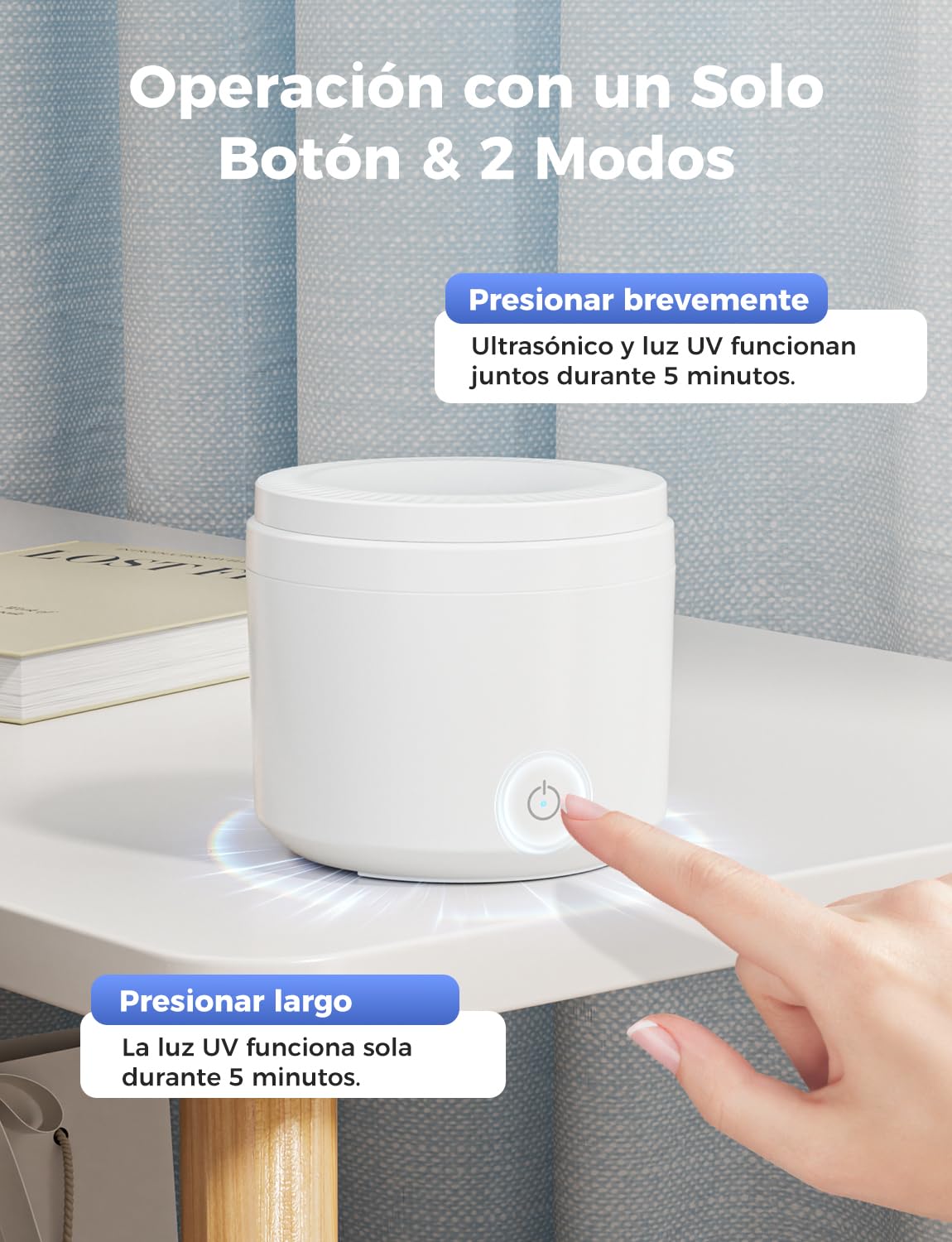 Limpiador Ultrasonidos Dental 48000Hz, Ultrasonic Cleaner 200ml para Lampara UV, para Limpieza Dentaduras/Ferula Dental/Retenedores/Aligner/Cabezas de Cepillos de Dientes/Joyas, Blanco
