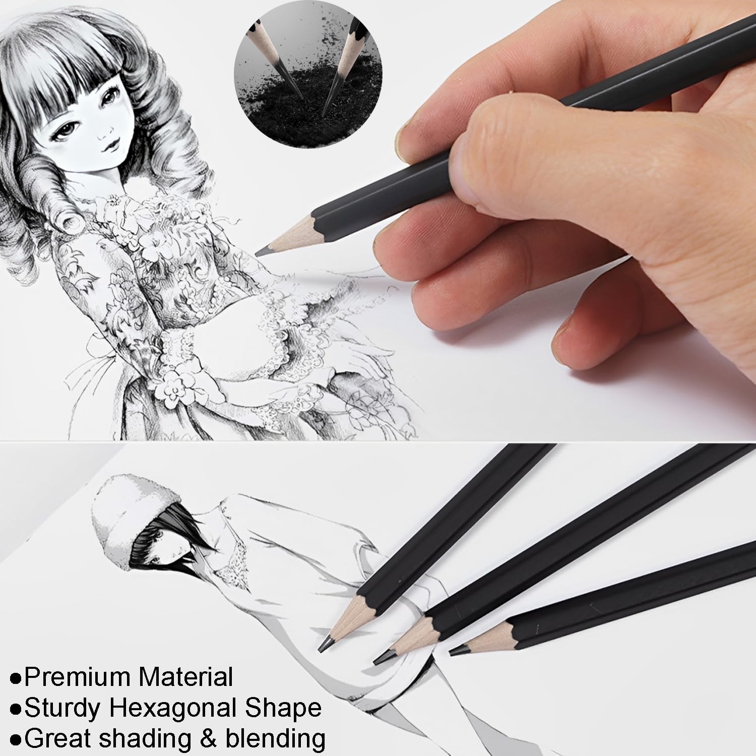 Set di 6 matite di grafite ErichKrause Art, esagonali, 2H,H,HB,B,2B,4B