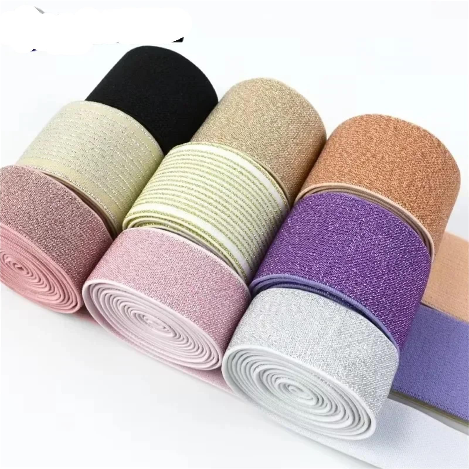 Bandas elásticas de nailon de 2/5/10M, bandas de goma for cinturón de costura, eslinga, ropa, pantalones, decoración de cintura, cinta elástica, accesorios DIY(WhiteSilver,10Meters,40mm)