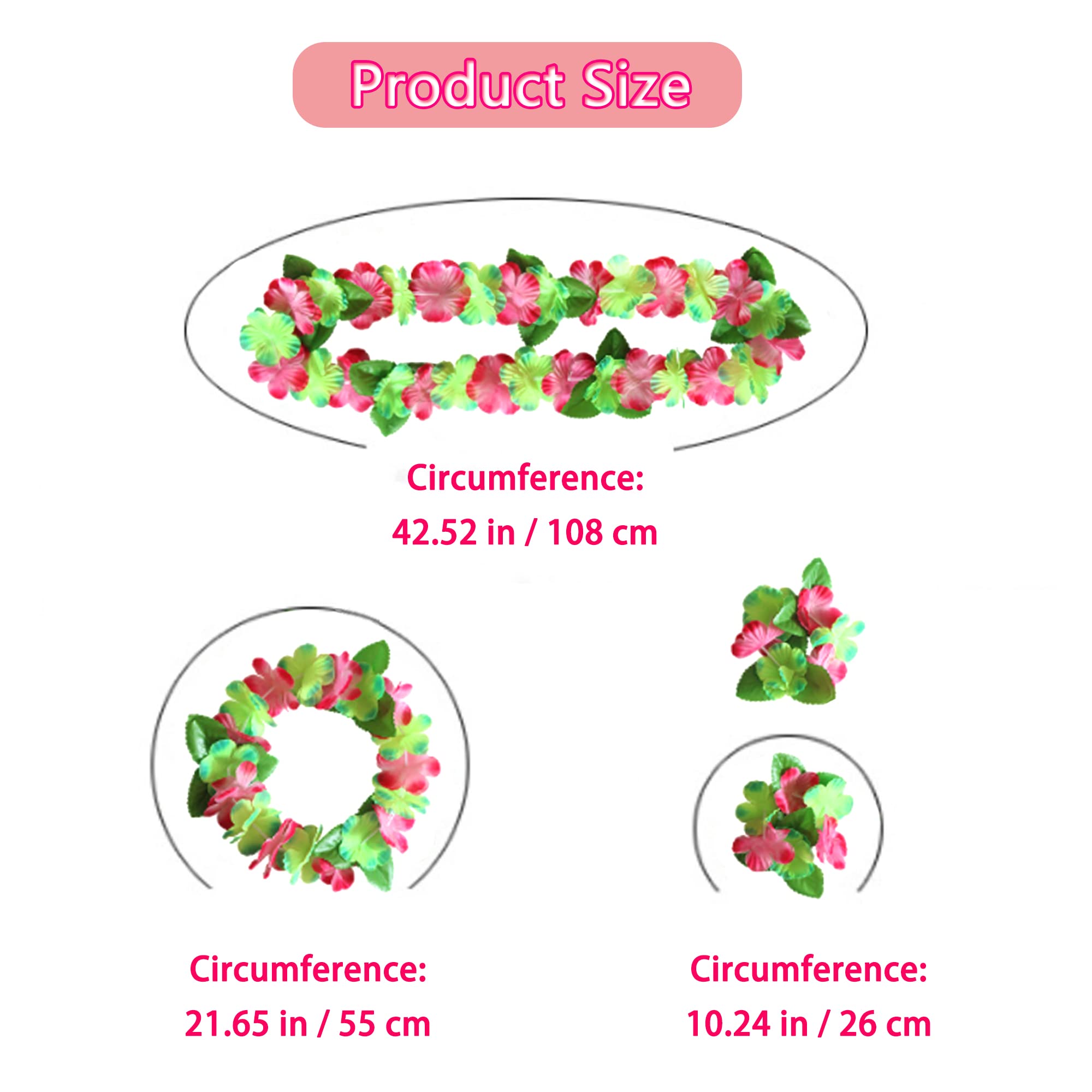 duoyif Collier De Fleurs De Fête 5pcs Hula Colliers Hawaïens